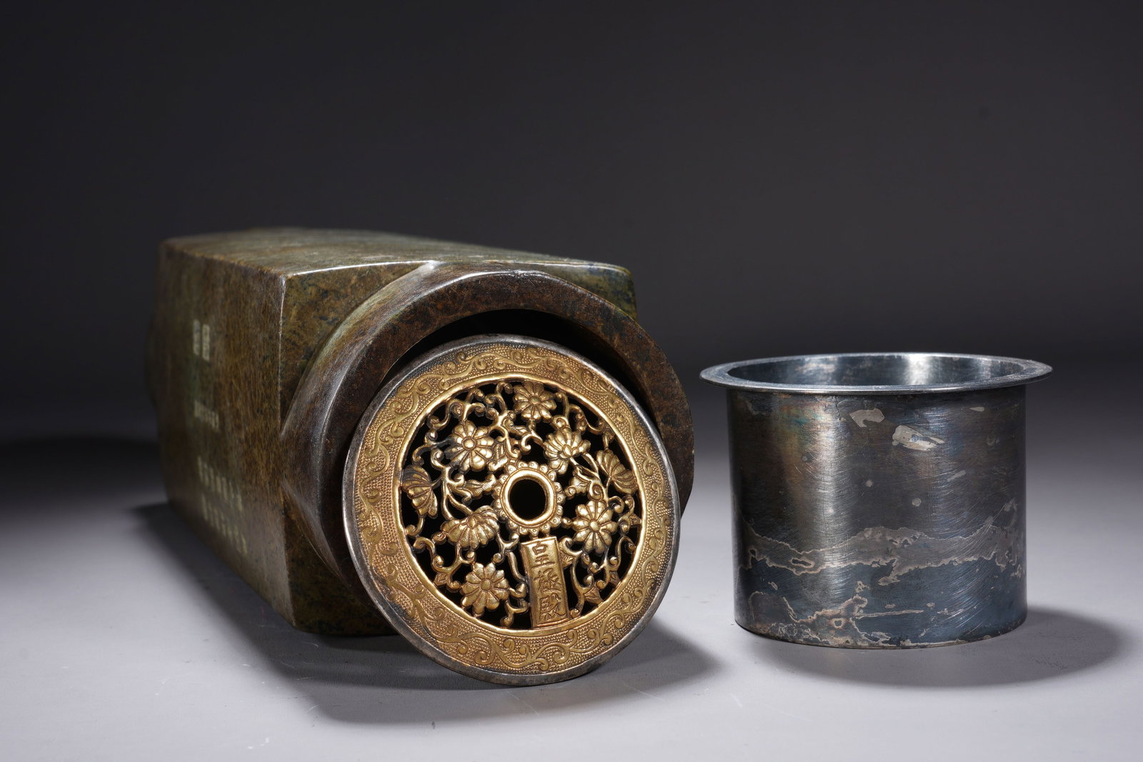 Jade Carved Poetry Pattern Cong - 10
