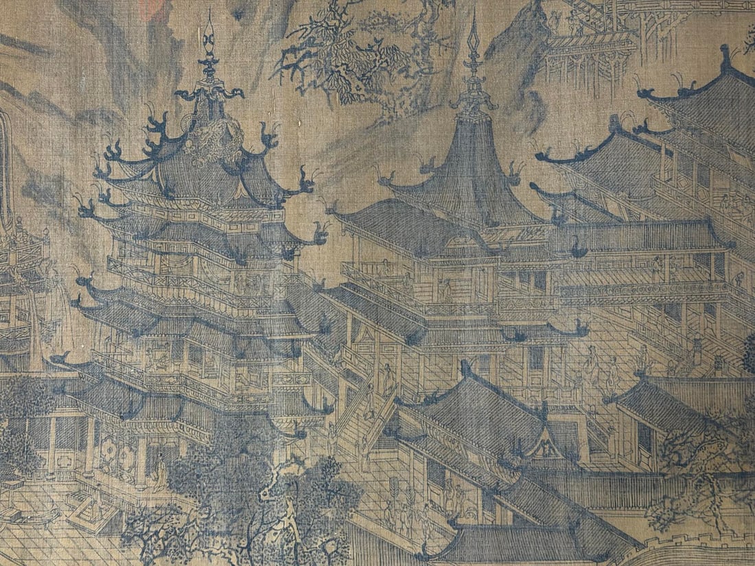 Chinese Drawing Landscape Hand Scroll,Wang Zhenpeng Mark - 12