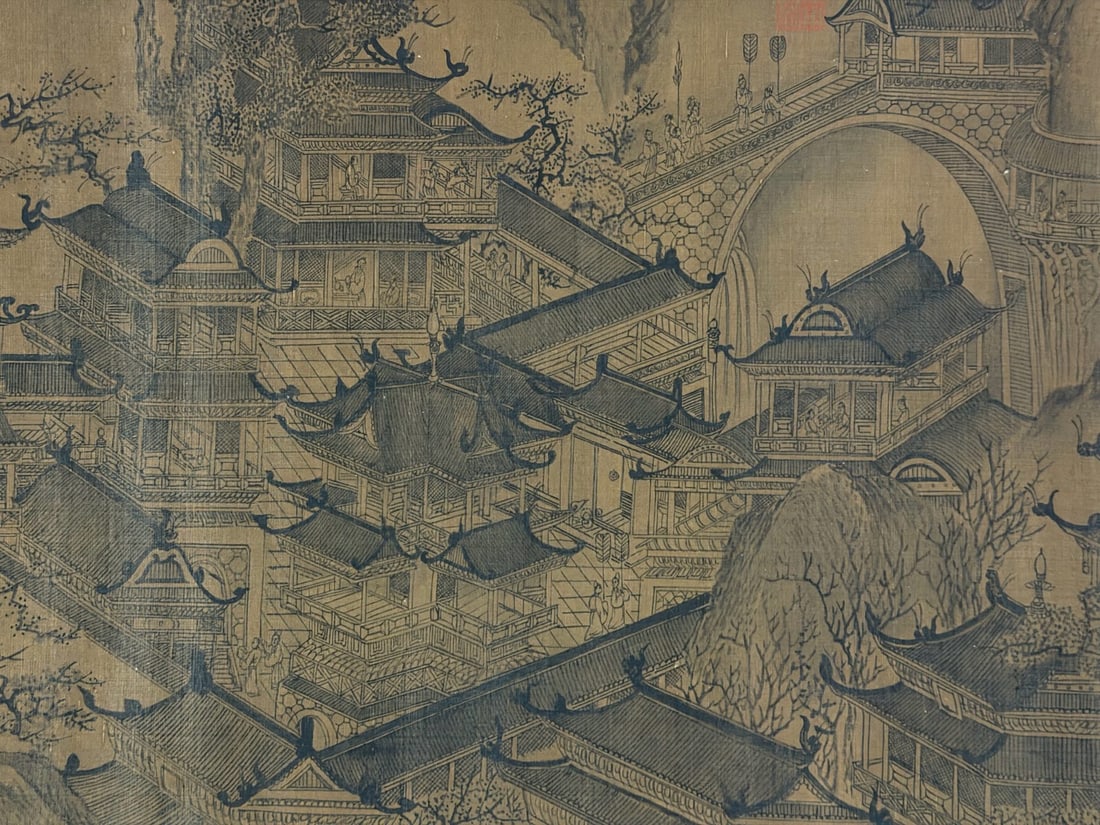 Chinese Drawing Landscape Hand Scroll,Wang Zhenpeng Mark - 17
