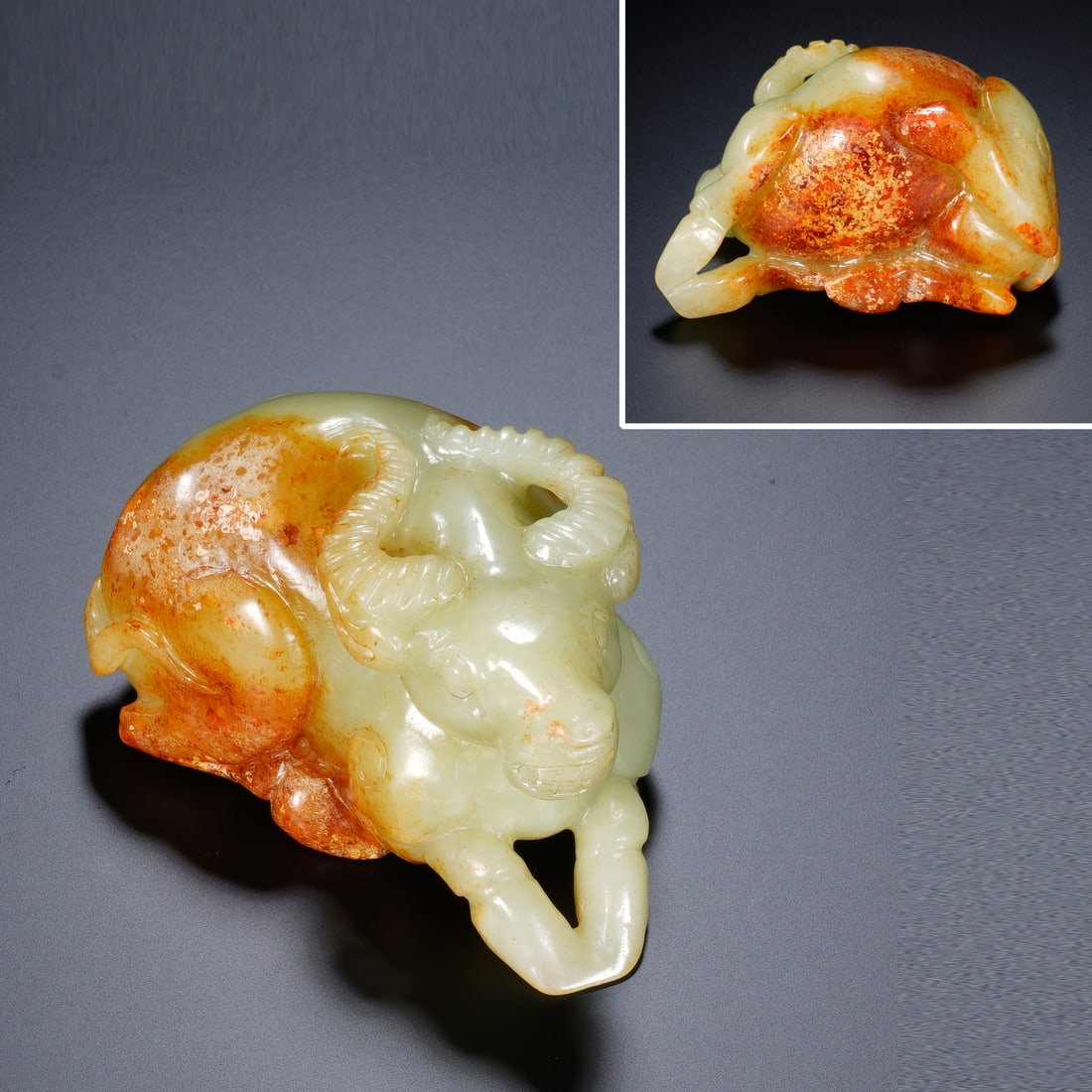 Jade Carved Ox Shape Figure: Jade Carved Ox Shape Figure (7.5 x 4.5 x 4.5cm,Weight 217g)