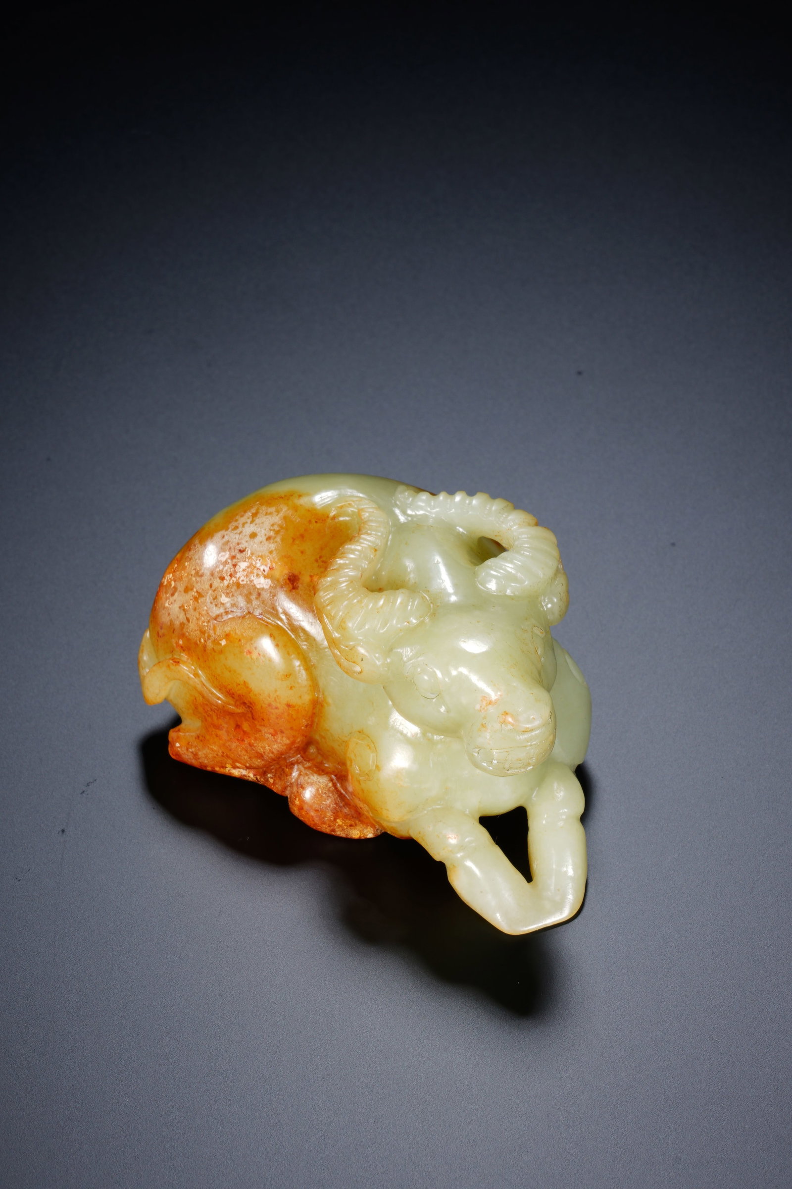 Jade Carved Ox Shape Figure - 2