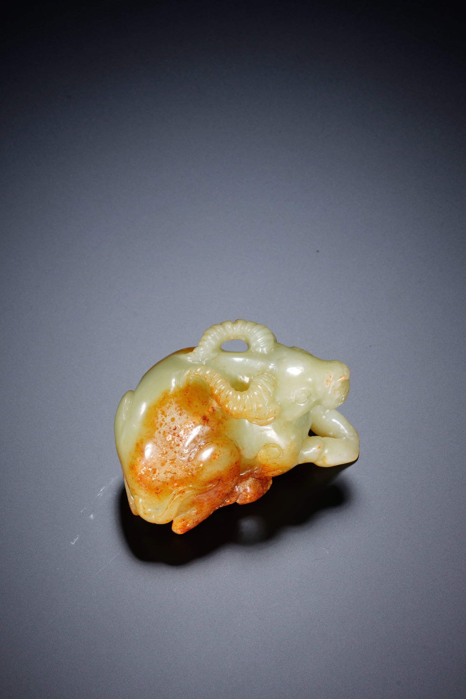 Jade Carved Ox Shape Figure - 4