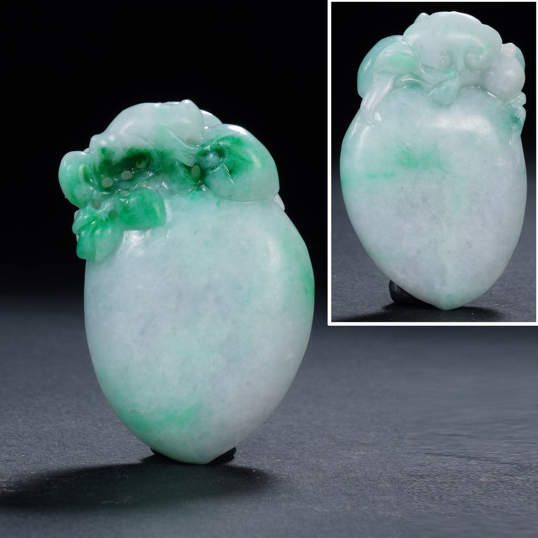 Jadeite Carved Peach Shape Pendant: Jadeite Carved Peach Shape Pendant (5 x 3 x 1.3cm,Weight 40g)