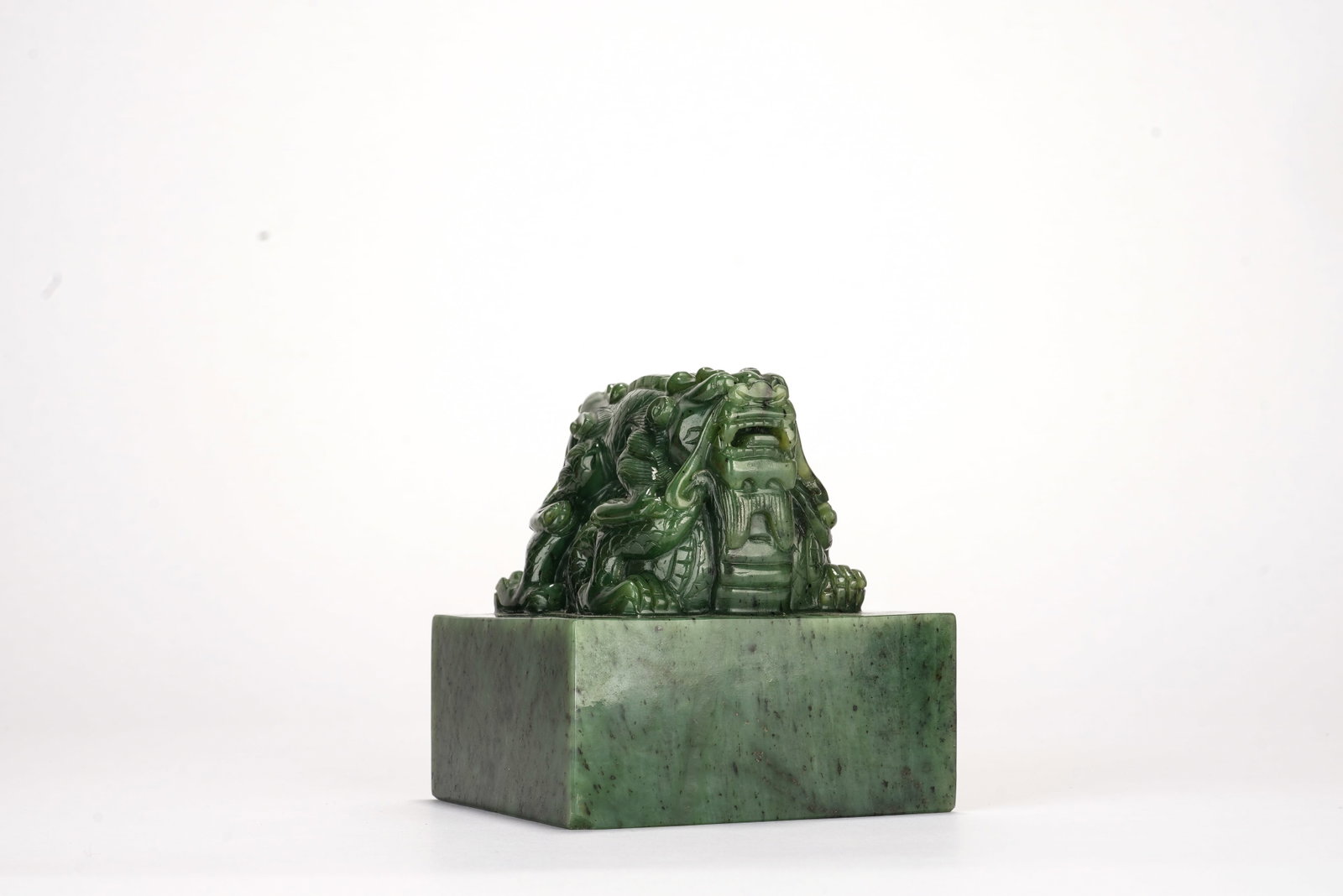 Jasper Jade Carved Dragon Shape Stone Seal - 2