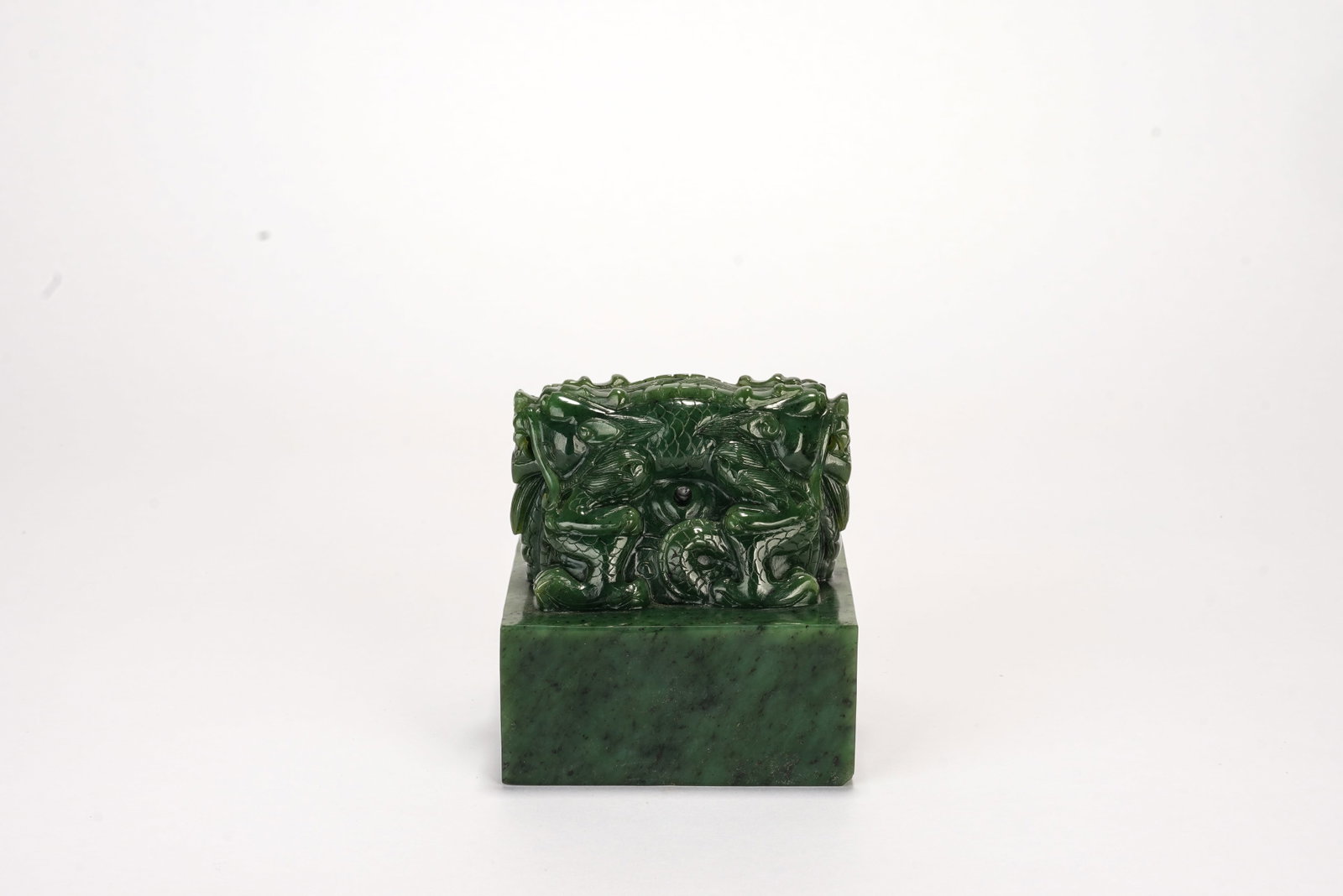Jasper Jade Carved Dragon Shape Stone Seal - 3