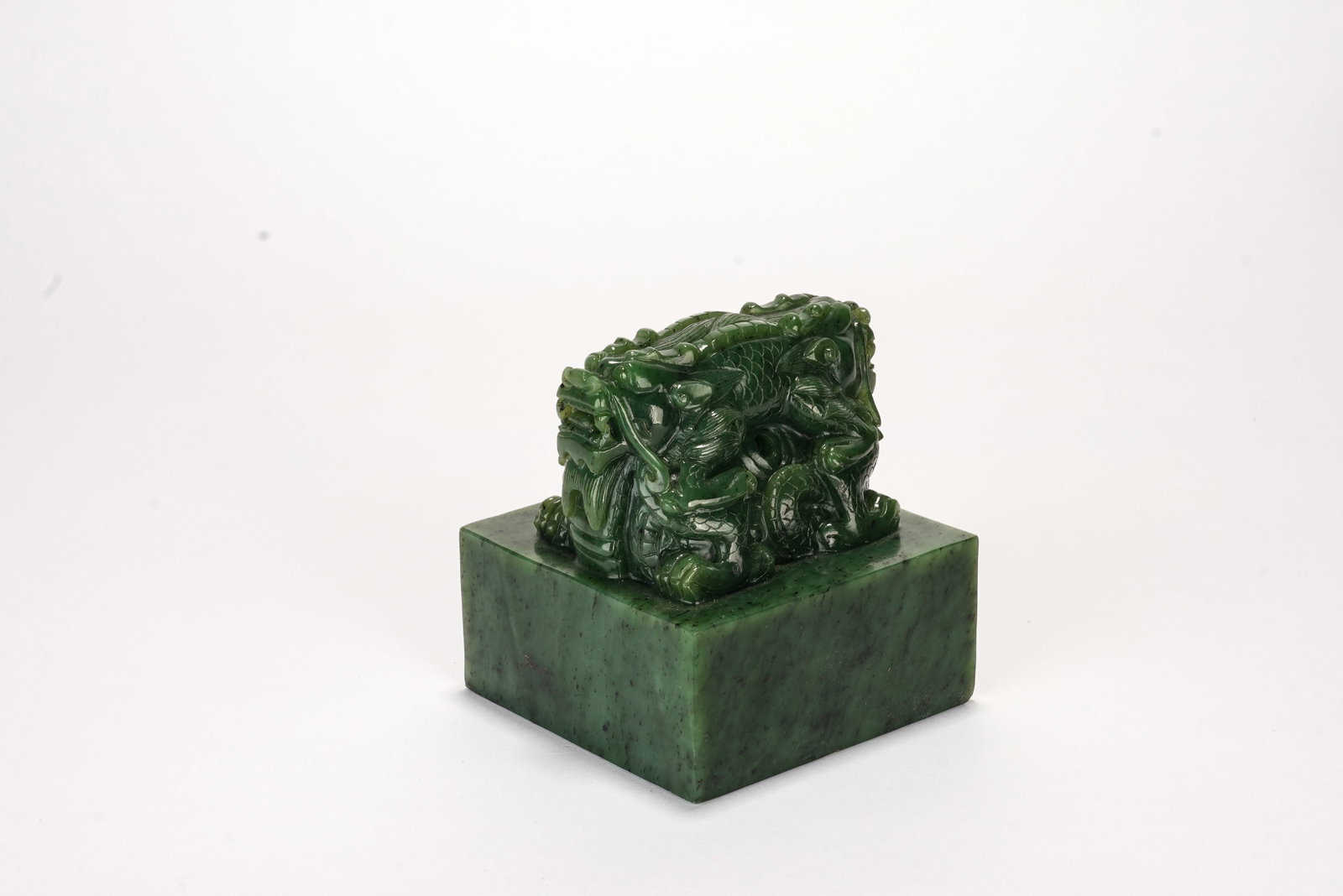 Jasper Jade Carved Dragon Shape Stone Seal - 4