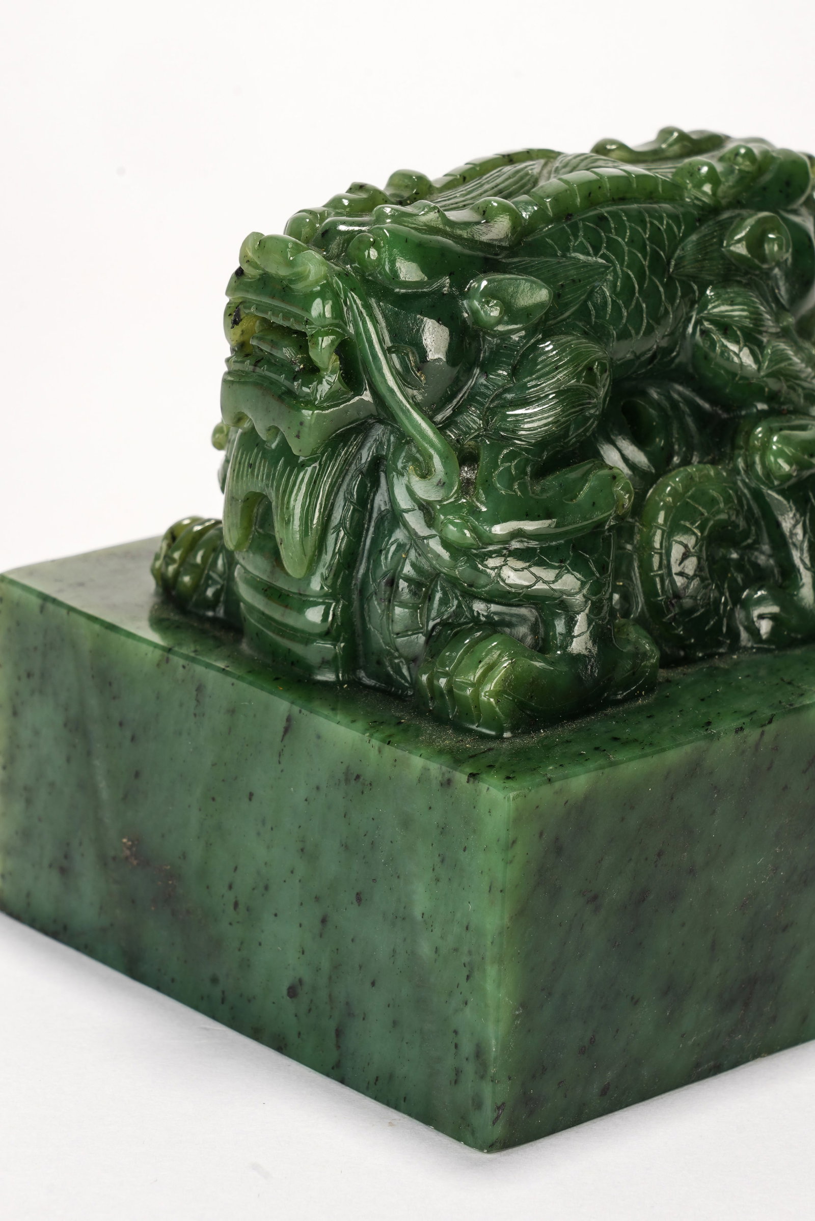 Jasper Jade Carved Dragon Shape Stone Seal - 5