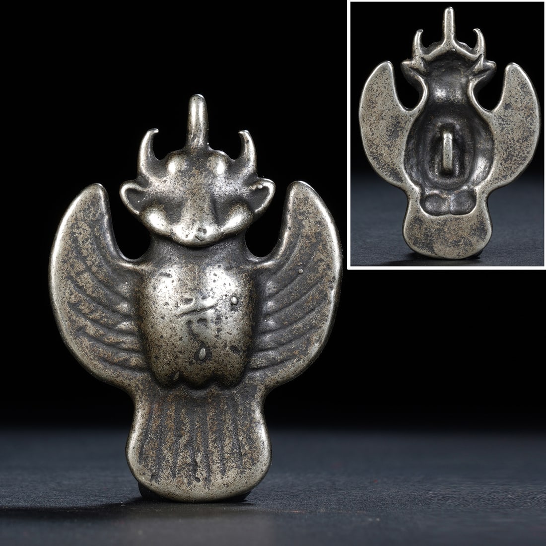 Tibetan Carved Garuda Shape Ornament: Tibetan Carved Garuda Shape Ornament (3.7 x 0.5 x 5.1cm,Weight 21g)