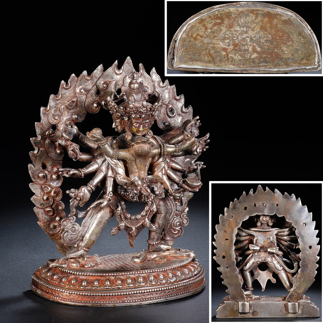 Silver Chakrasamvara Figure: Silver Chakrasamvara Figure (12 x 5.5 x 14.5cm,Weight 1029g)