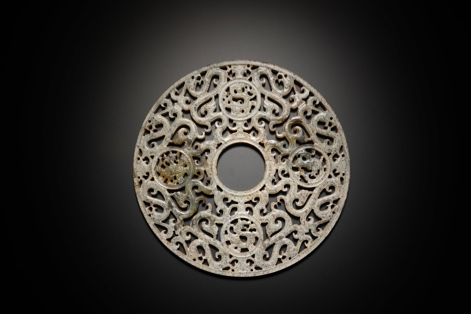 Jade Carved Dragon Pattern Bi - 4