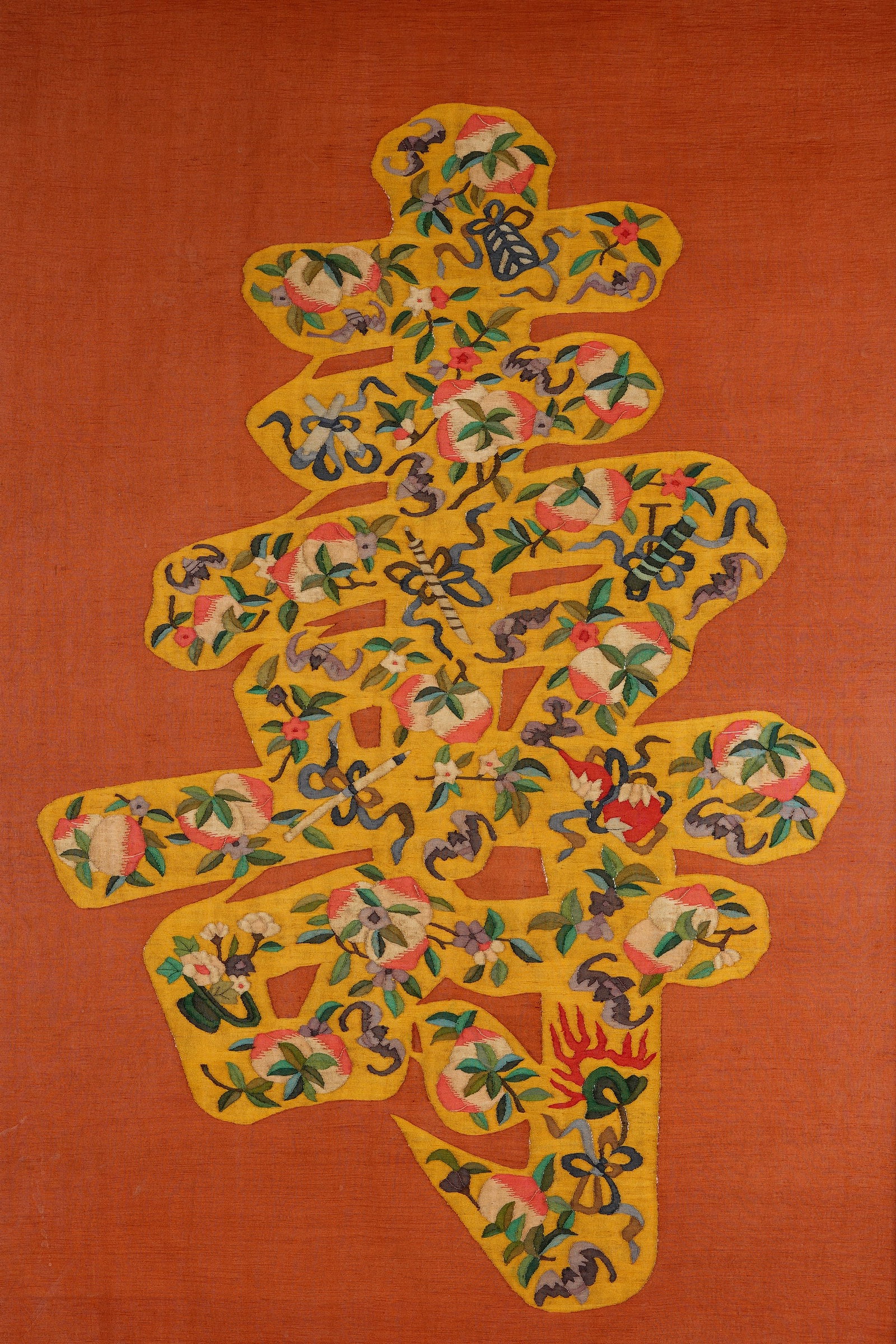 Silk Embroidery Shou Pattern Kesi Wall Panel - 2