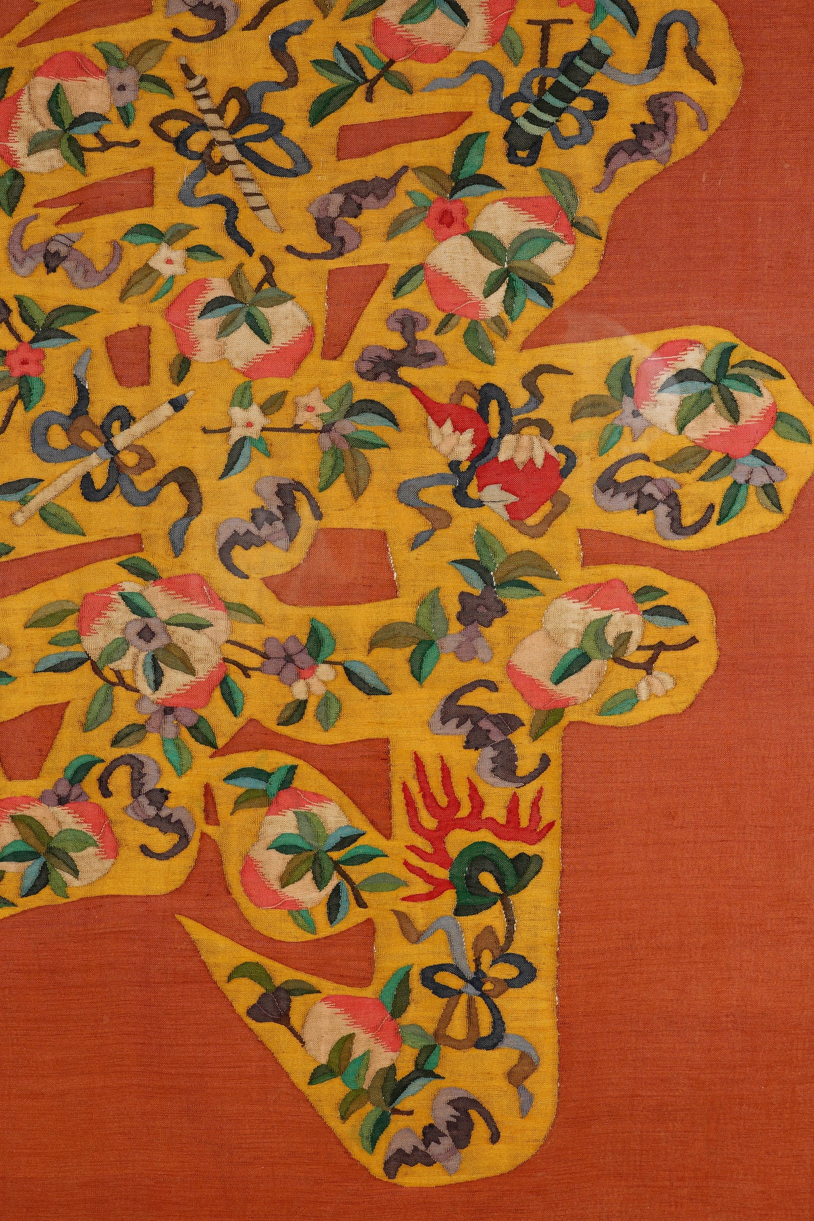 Silk Embroidery Shou Pattern Kesi Wall Panel - 4