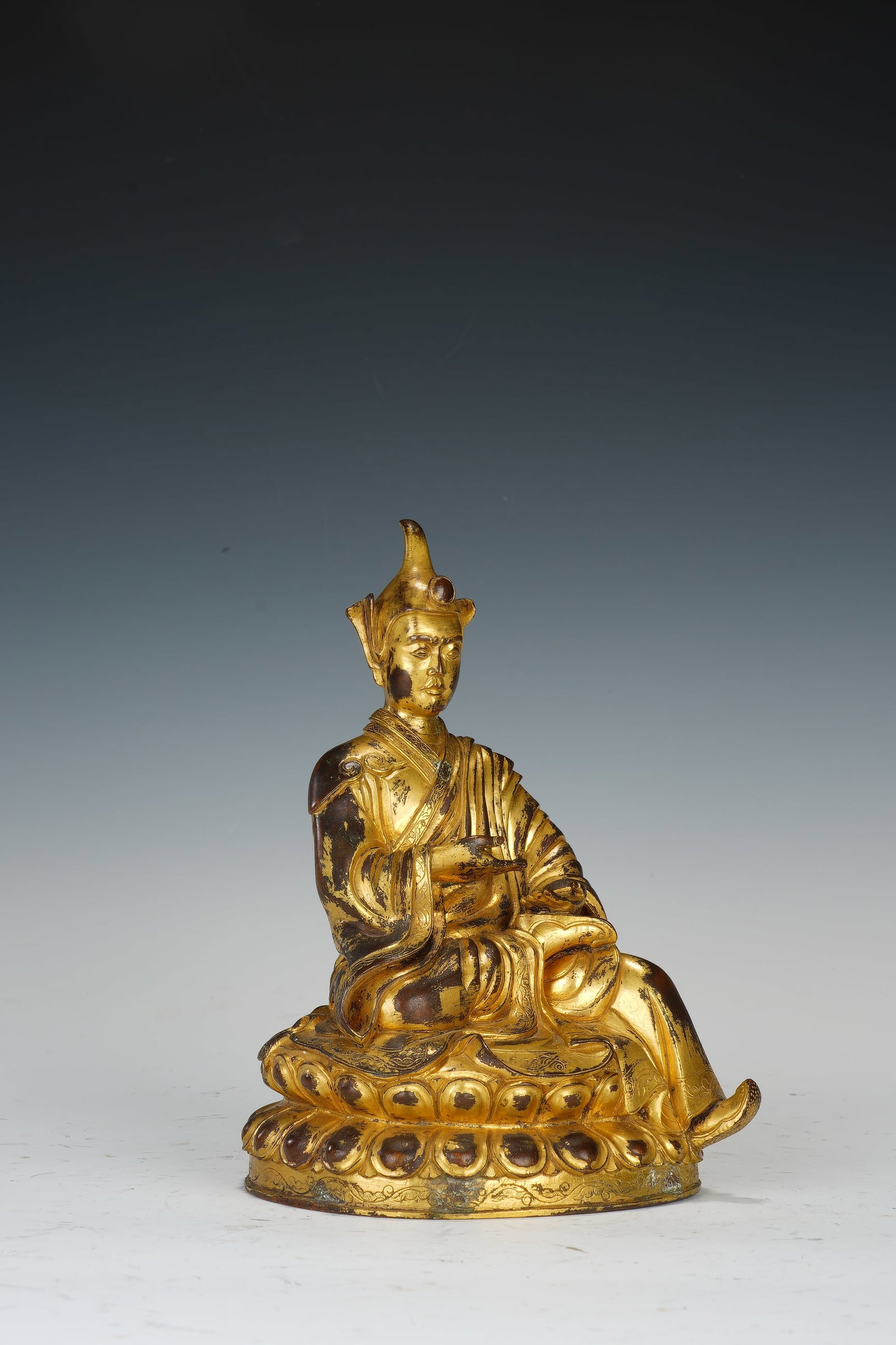 Gilt Bronze Guru Figure - 4