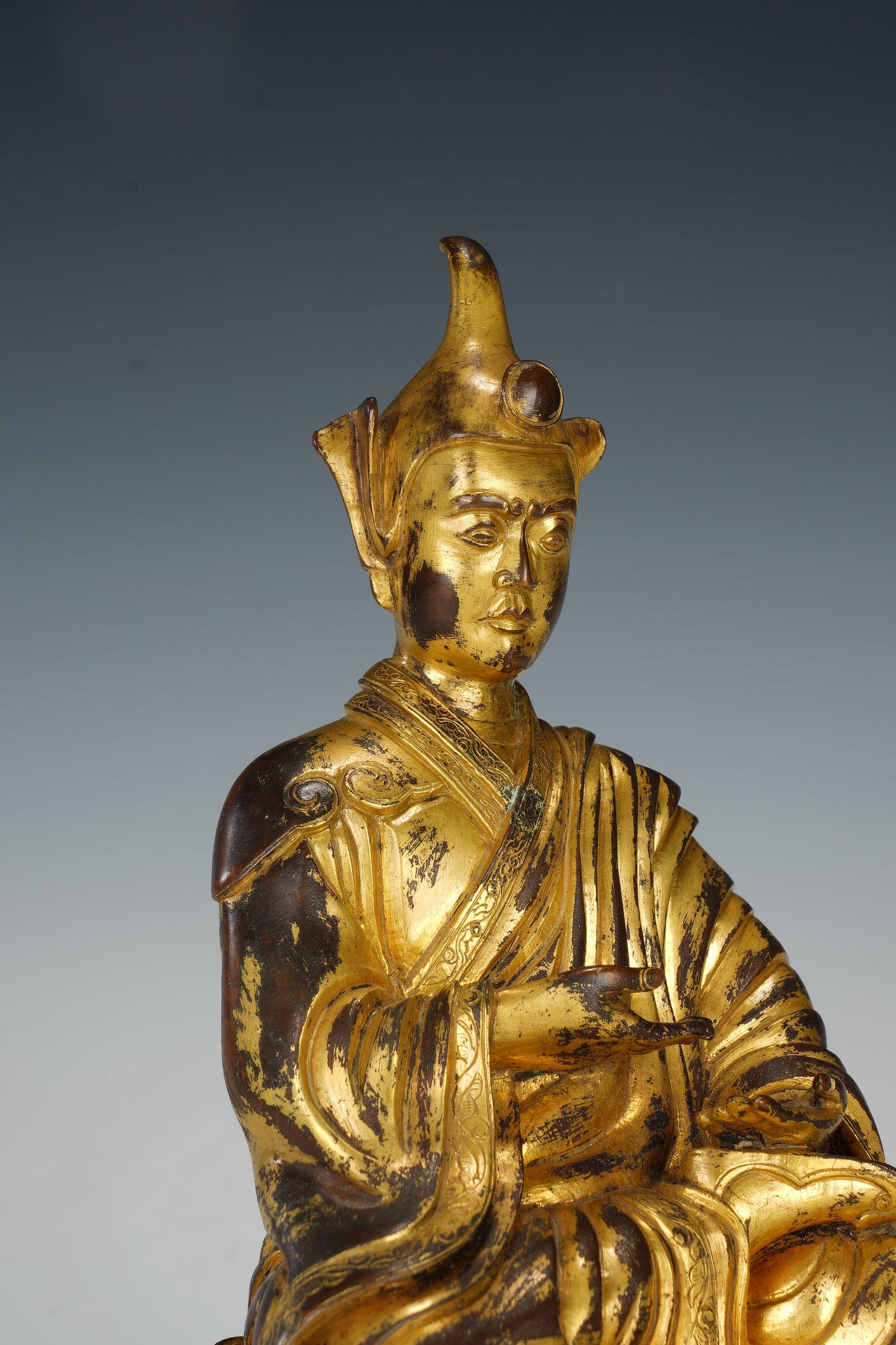 Gilt Bronze Guru Figure - 5