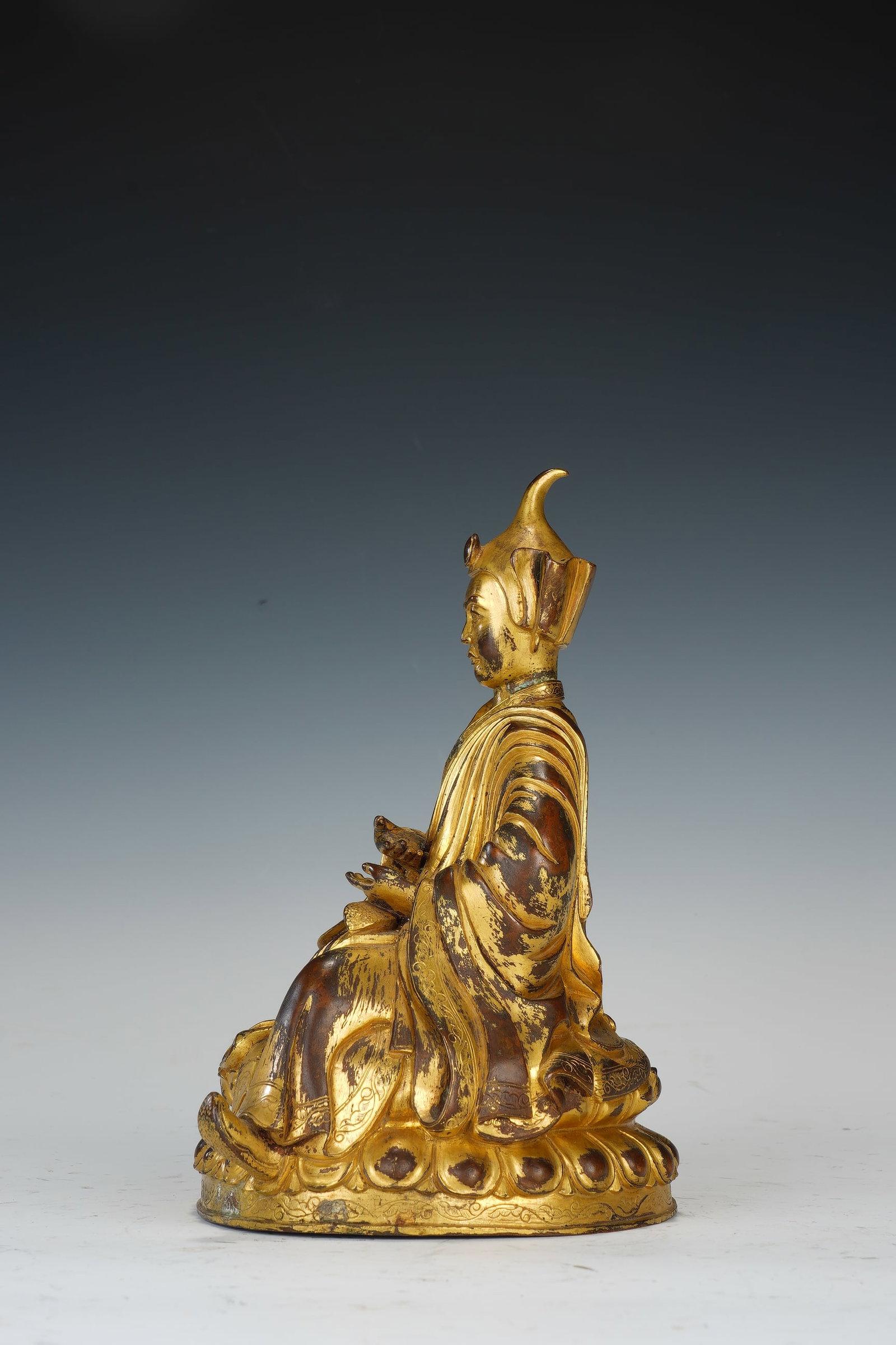 Gilt Bronze Guru Figure - 6
