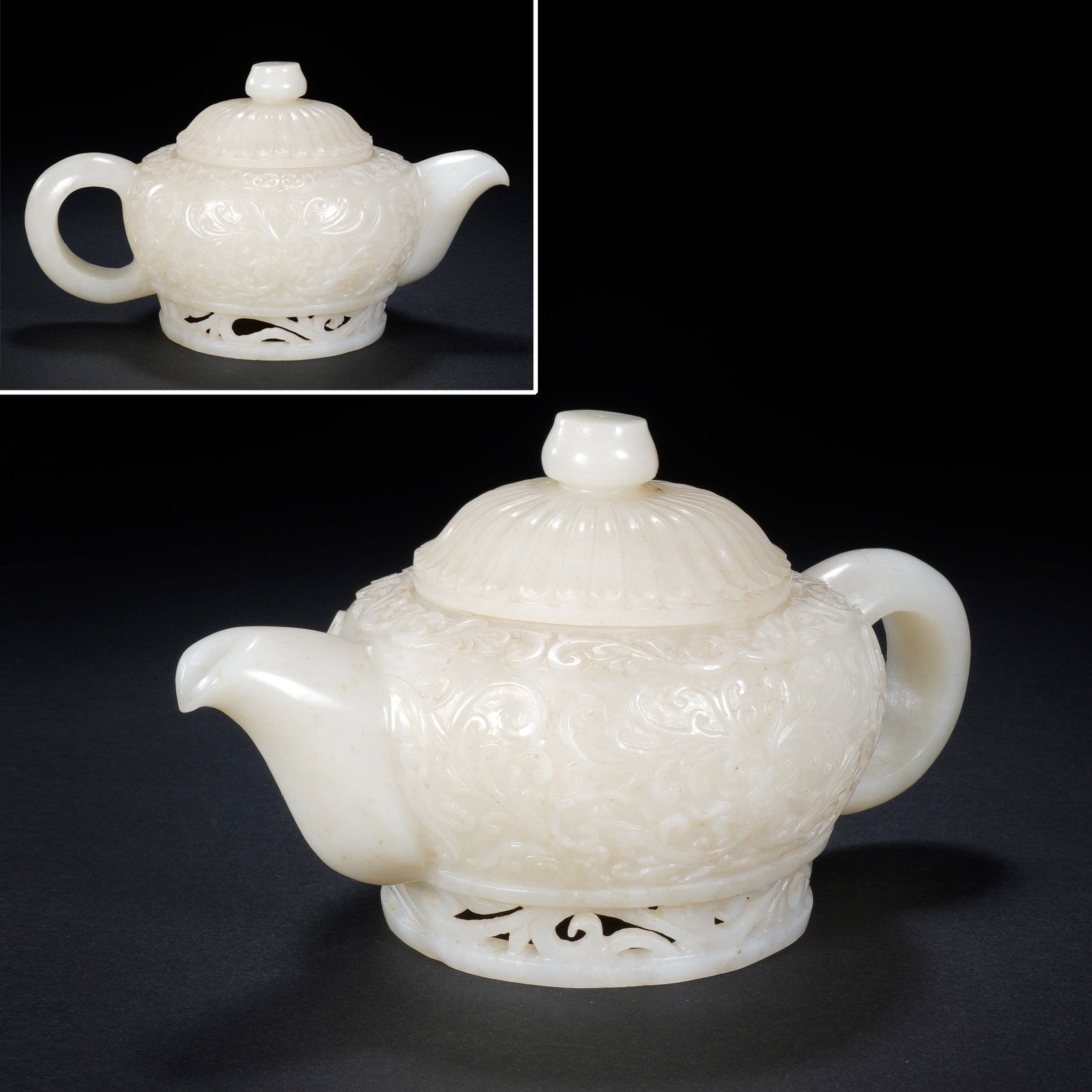 Jade Carved Flower Branch Pattern Teapot (1 of 9)