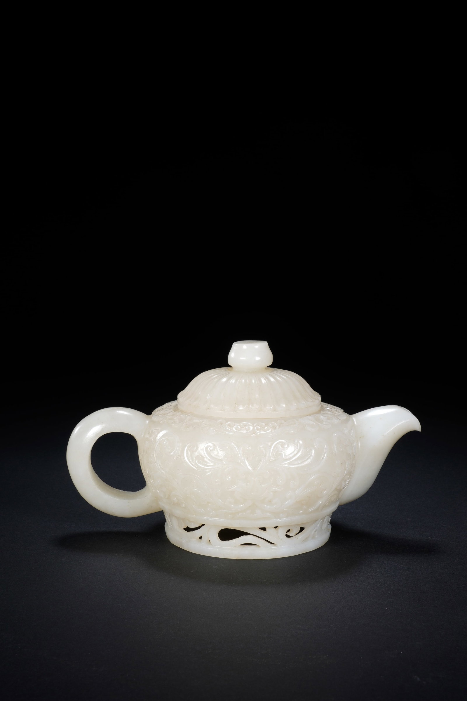 Jade Carved Flower Branch Pattern Teapot - 6