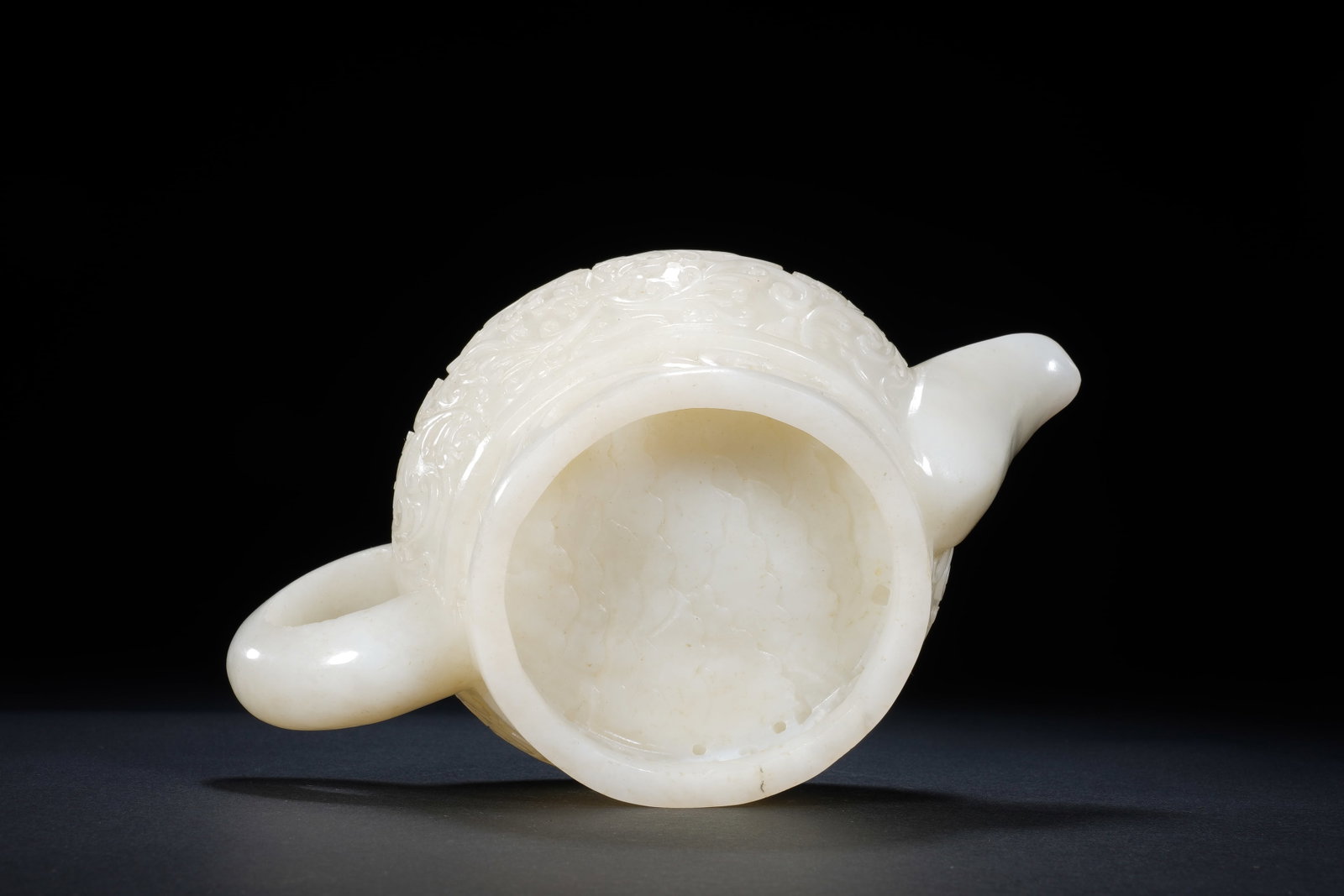 Jade Carved Flower Branch Pattern Teapot - 8