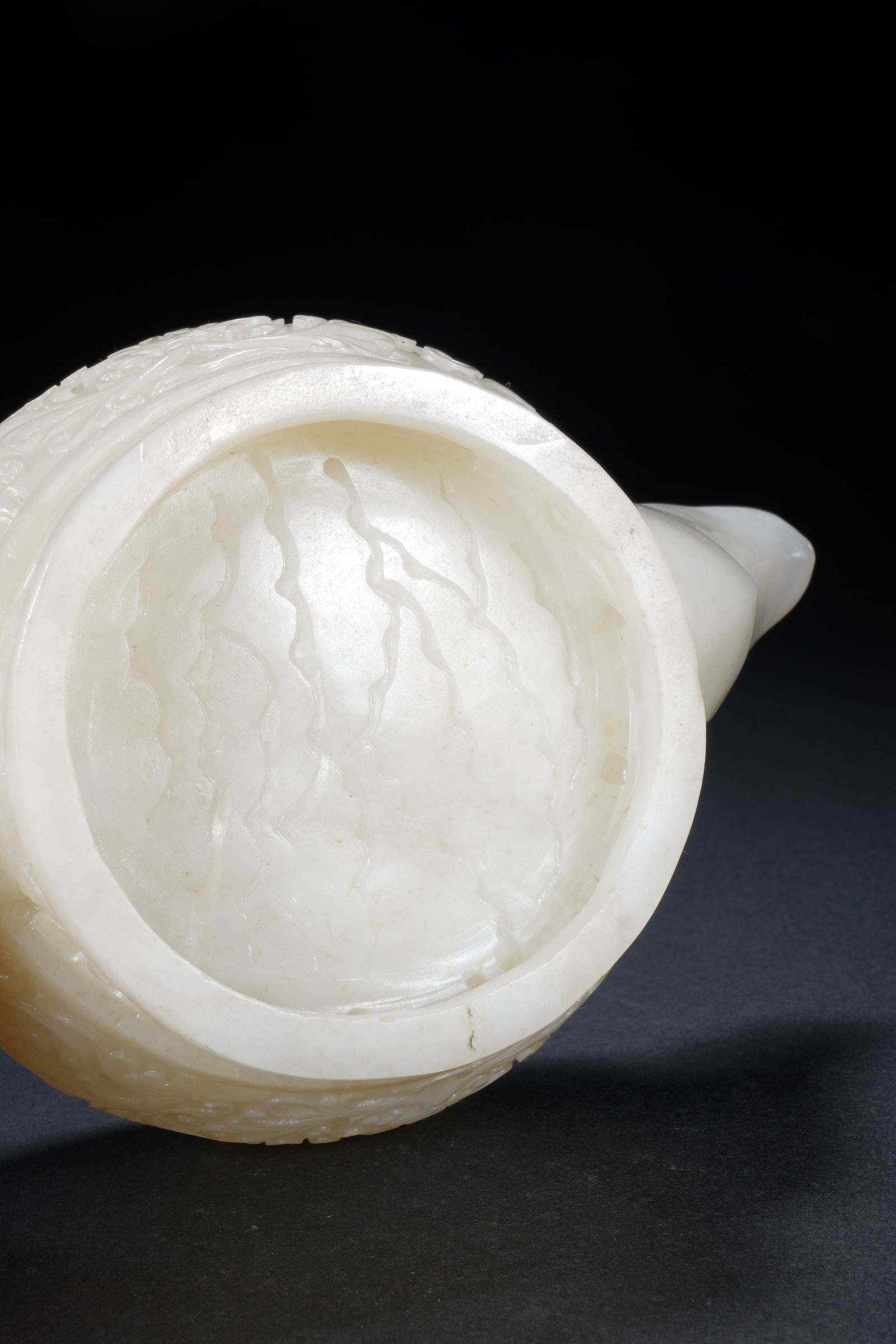 Jade Carved Flower Branch Pattern Teapot - 9