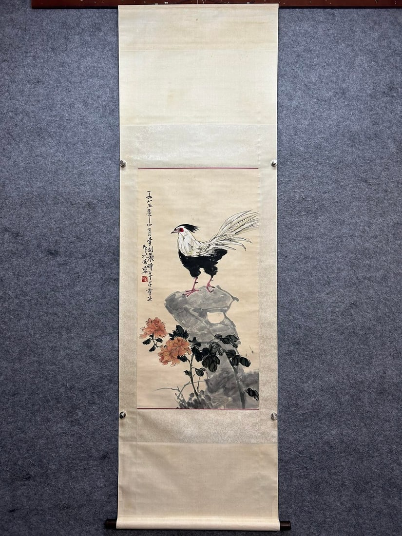 Chinese Drawing Flower and Chicken Painting,Li Jianchen Mark: Chinese Drawing Flower and Chicken Painting,Li Jianchen Mark (100 x 50cm)