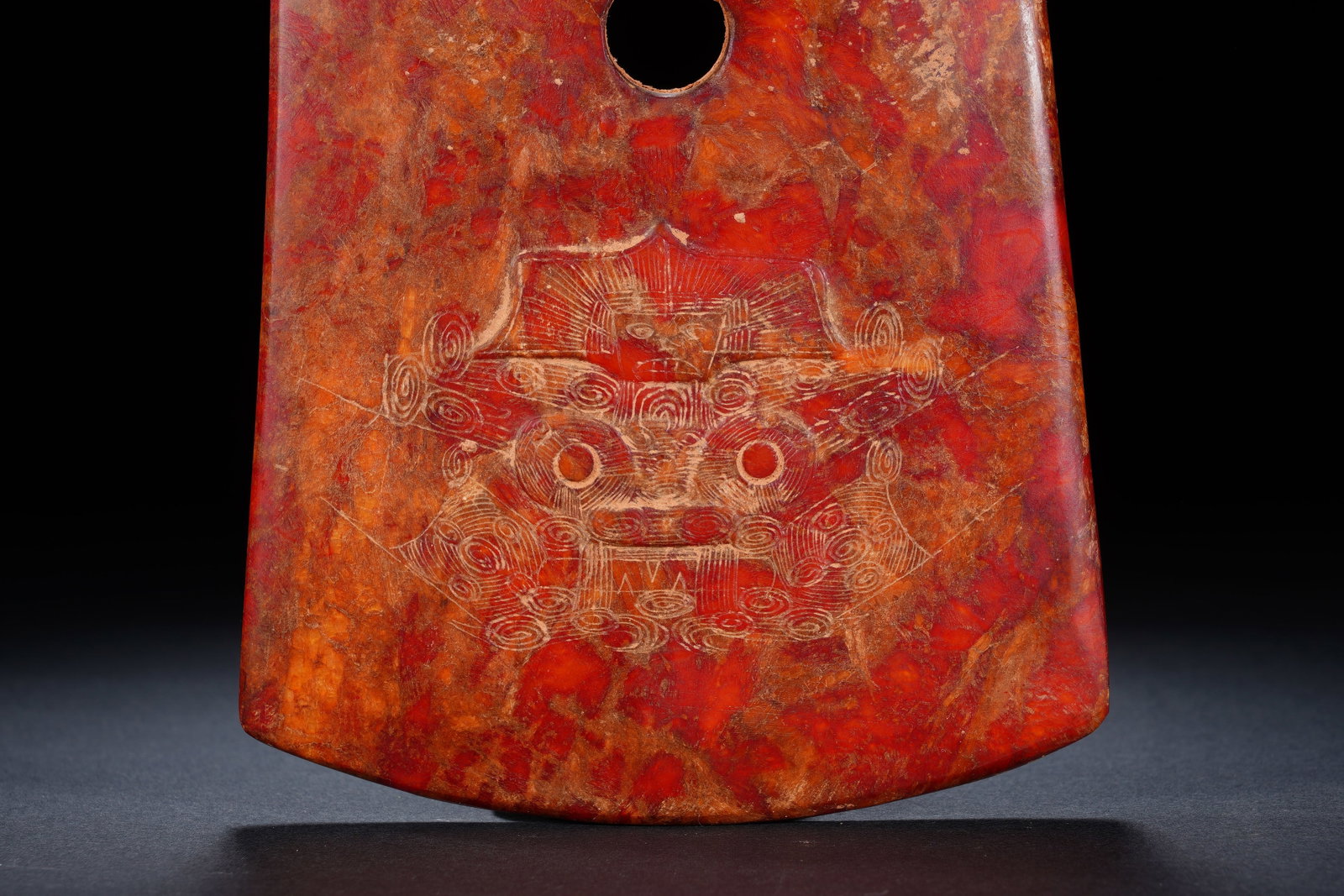Liangzhu Jade Carved Beast Face Pattern Axe - 3