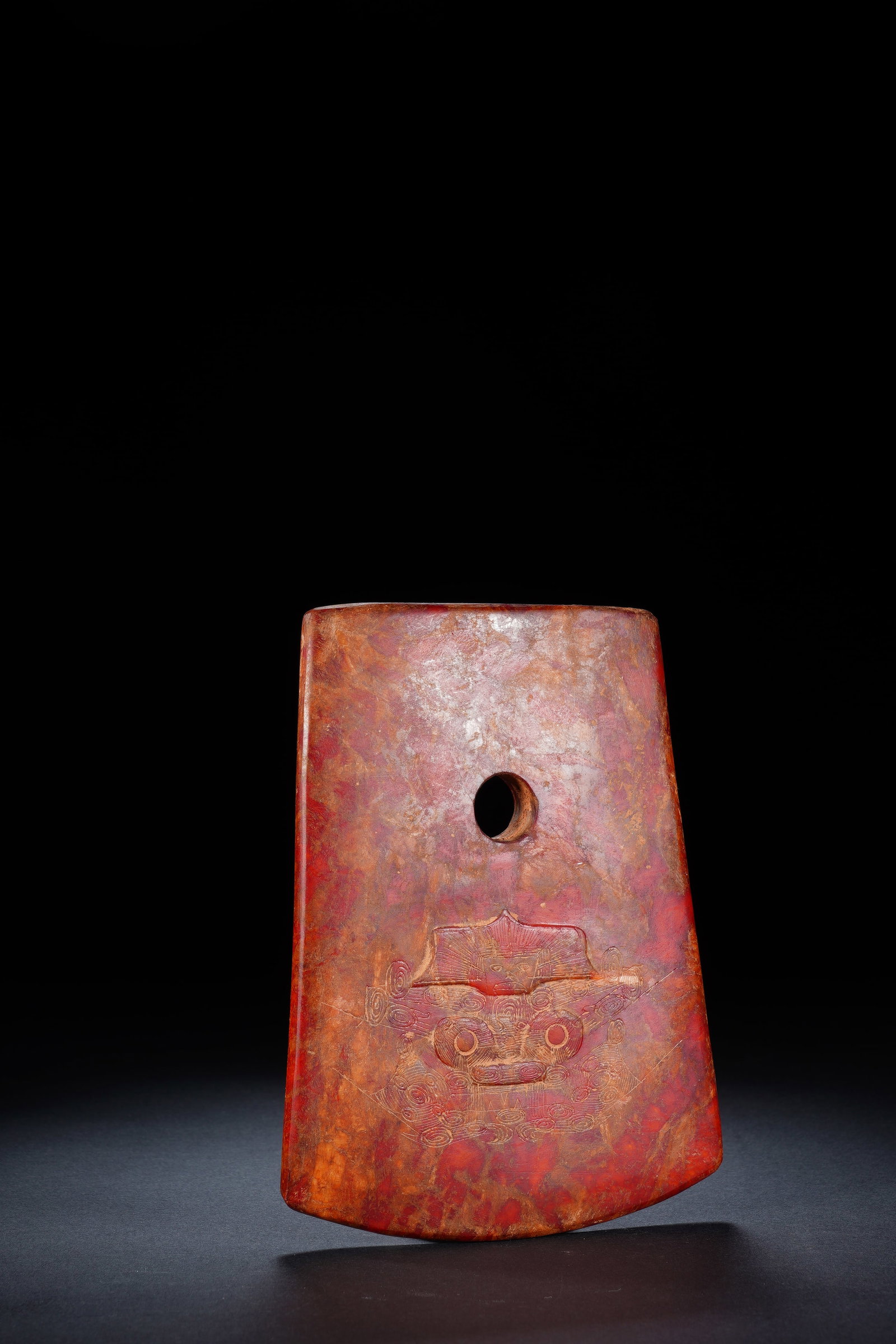 Liangzhu Jade Carved Beast Face Pattern Axe - 4