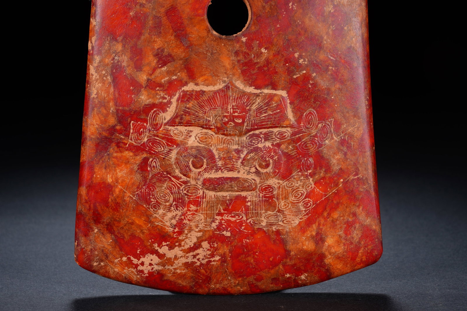 Liangzhu Jade Carved Beast Face Pattern Axe - 6