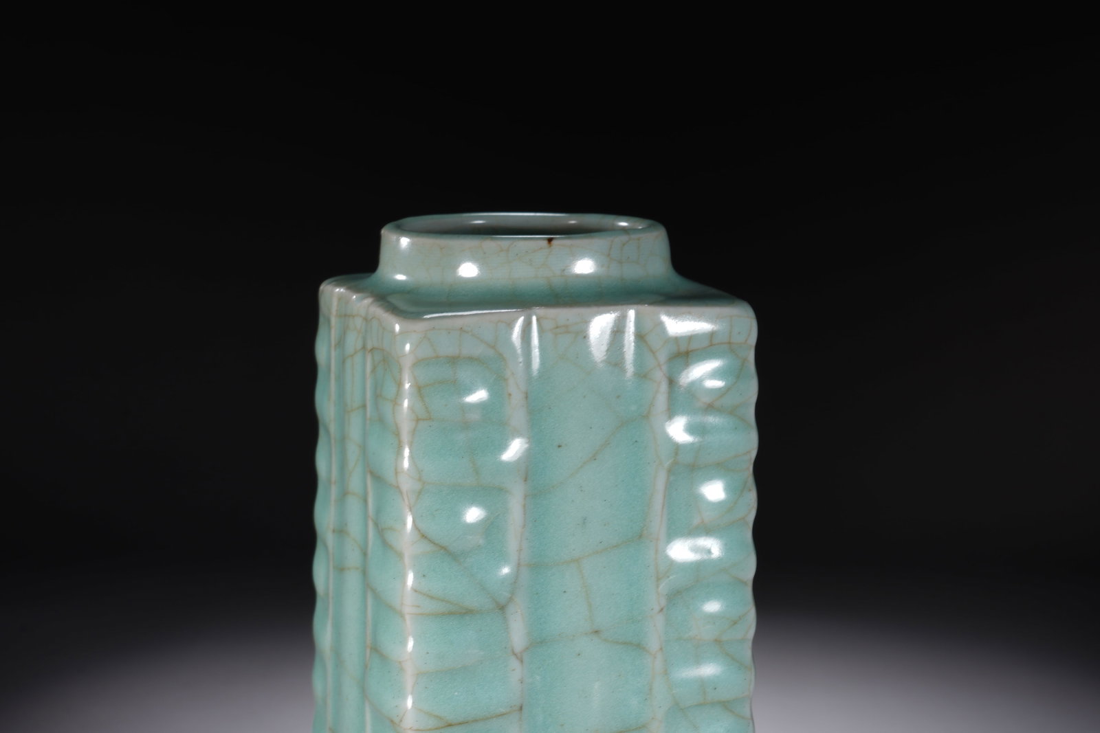 Light Grey Glazed Porcelain Cong Shape Vase - 2