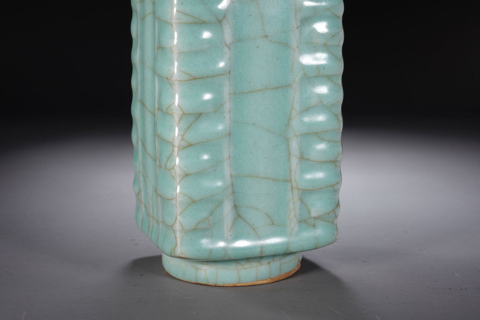Light Grey Glazed Porcelain Cong Shape Vase - 3