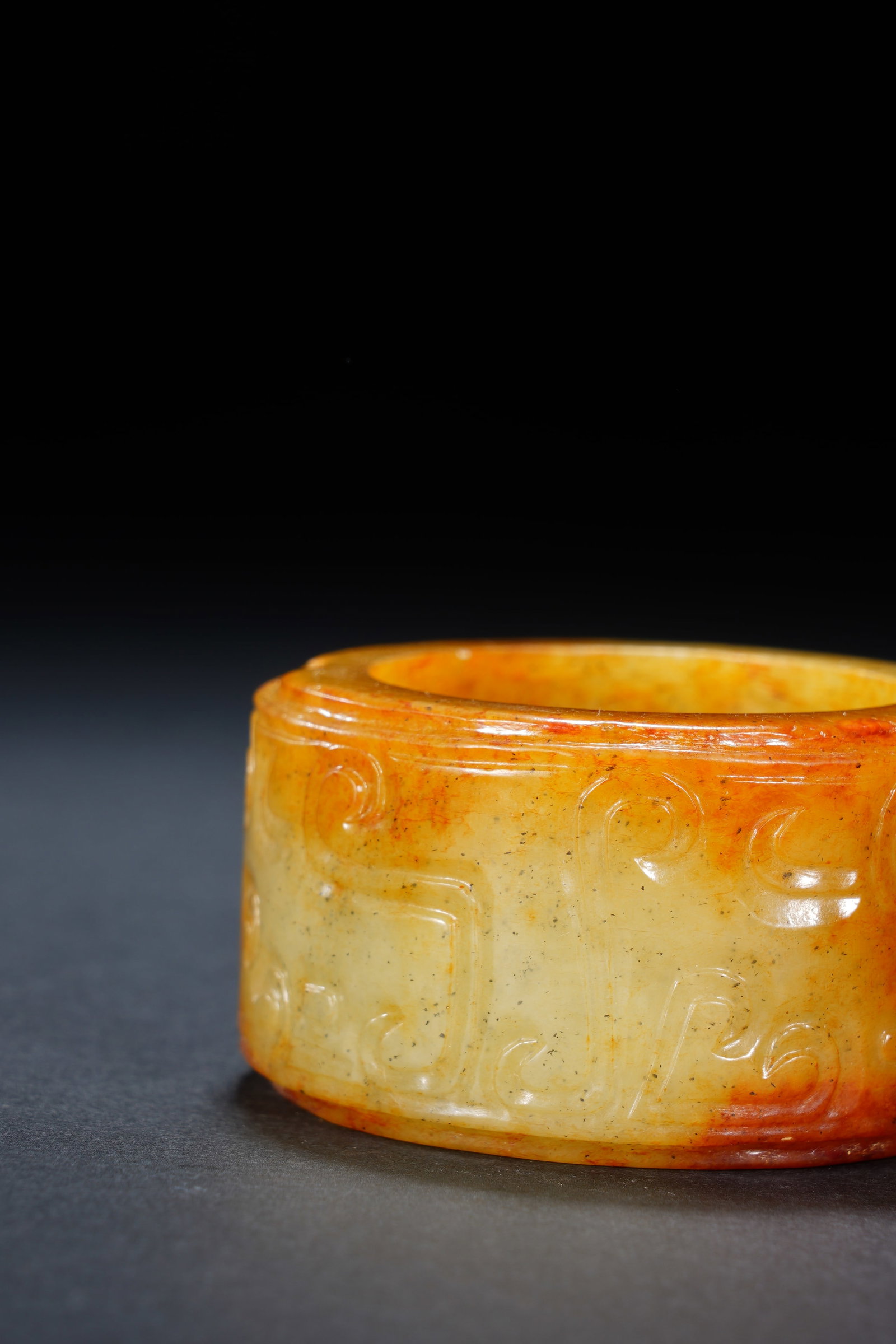 Jade Carved Cloud Pattern Bangle - 3