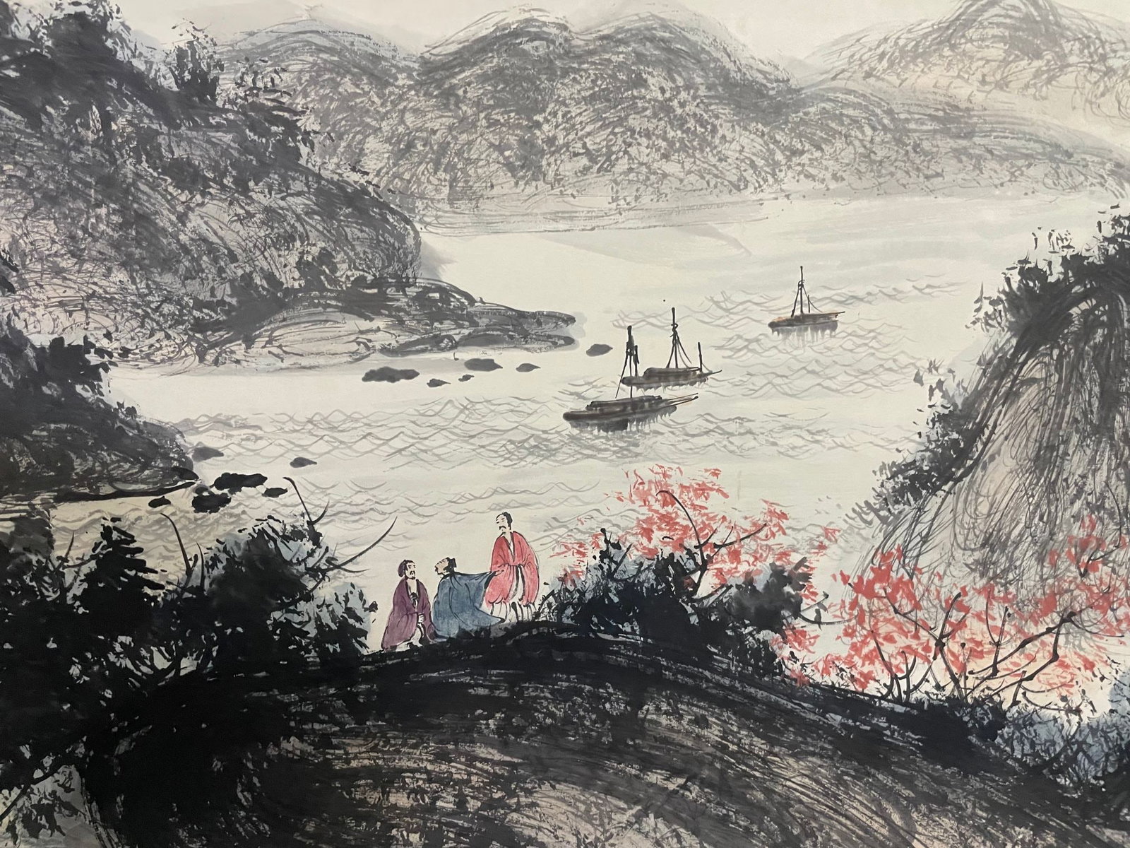 Chinese Drawing Landscape Hand Scroll,Fu Baoshi Mark - 3
