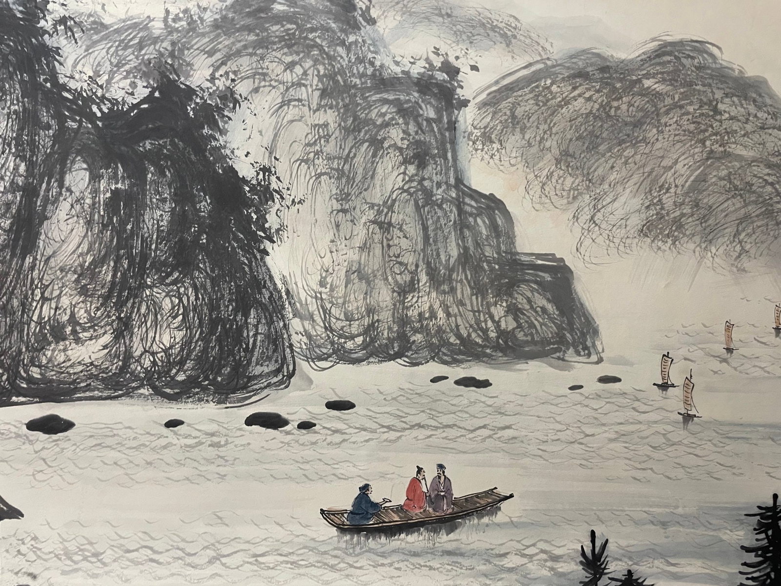Chinese Drawing Landscape Hand Scroll,Fu Baoshi Mark - 6