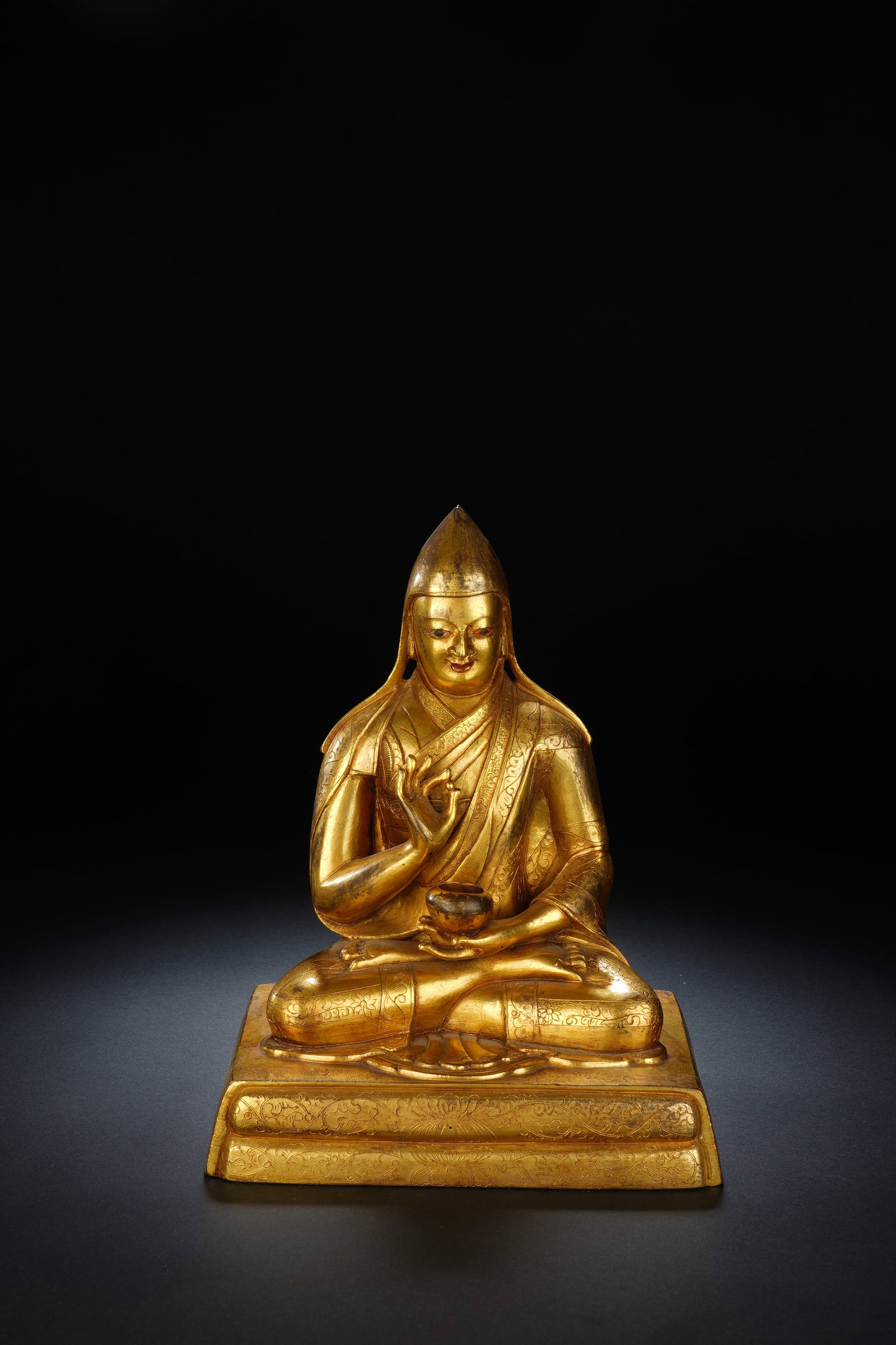 Gilt Bronze Tsongkhapa Figure - 2
