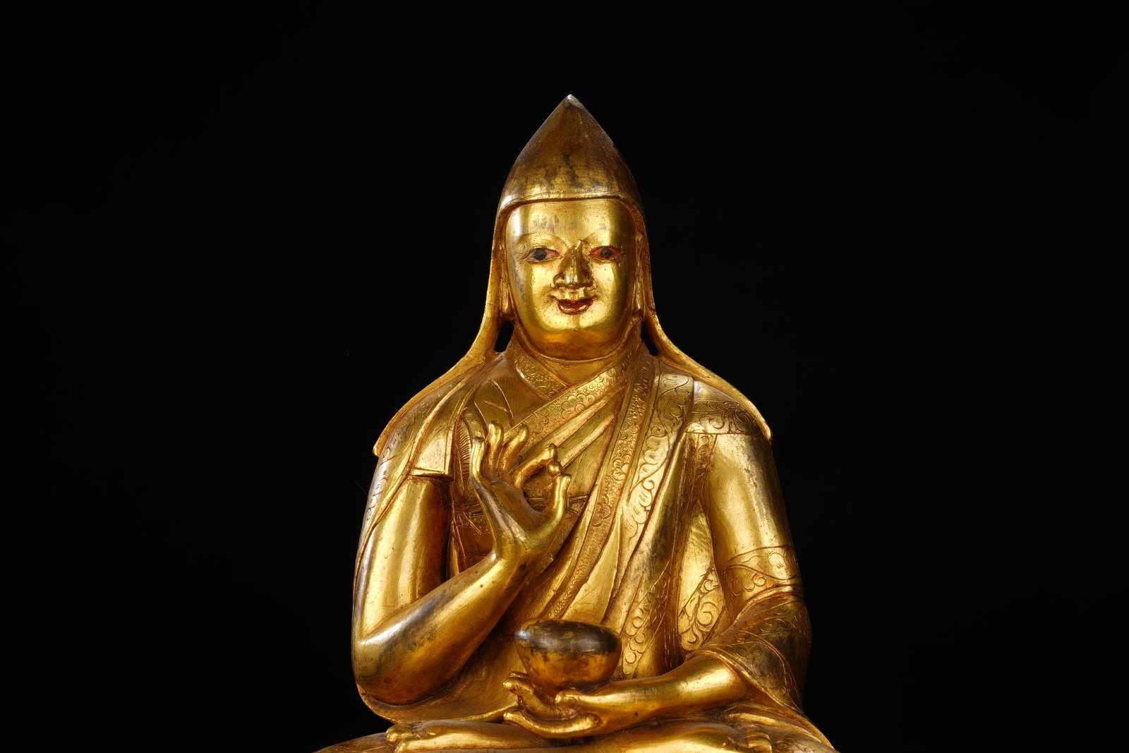 Gilt Bronze Tsongkhapa Figure - 3