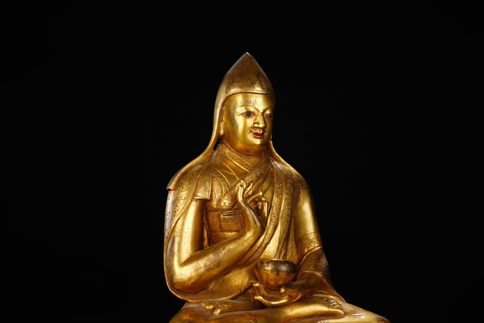 Gilt Bronze Tsongkhapa Figure - 6