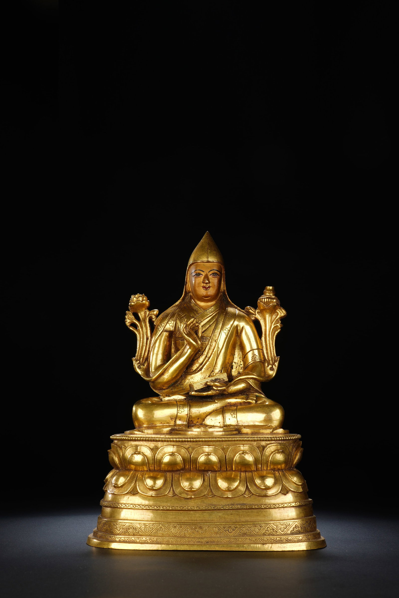 Gilt Bronze Tsongkhapa Figure - 2