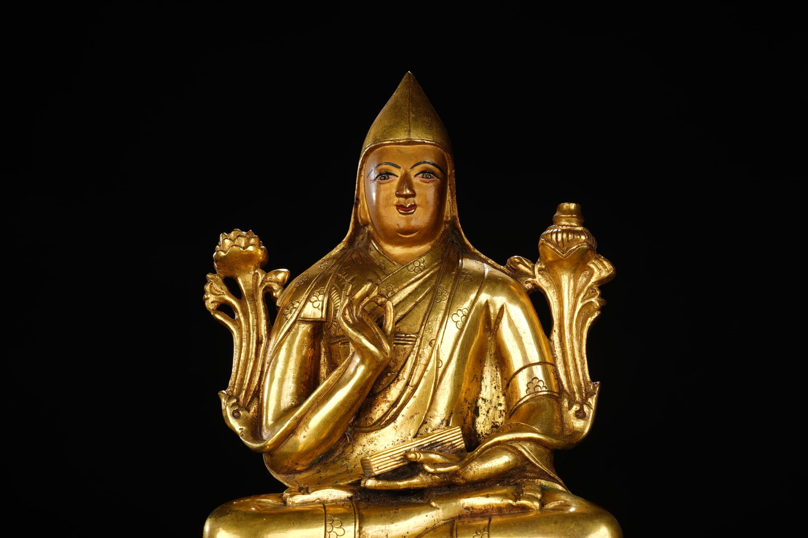 Gilt Bronze Tsongkhapa Figure - 3