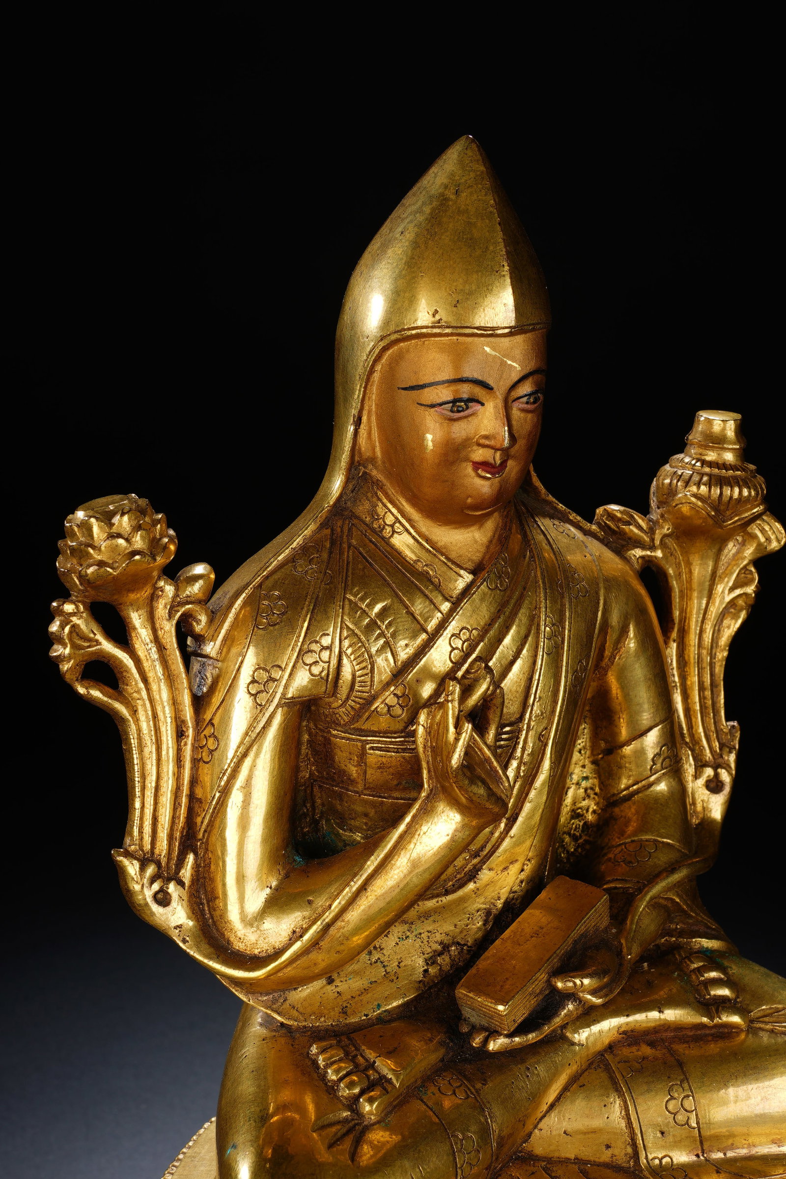 Gilt Bronze Tsongkhapa Figure - 5