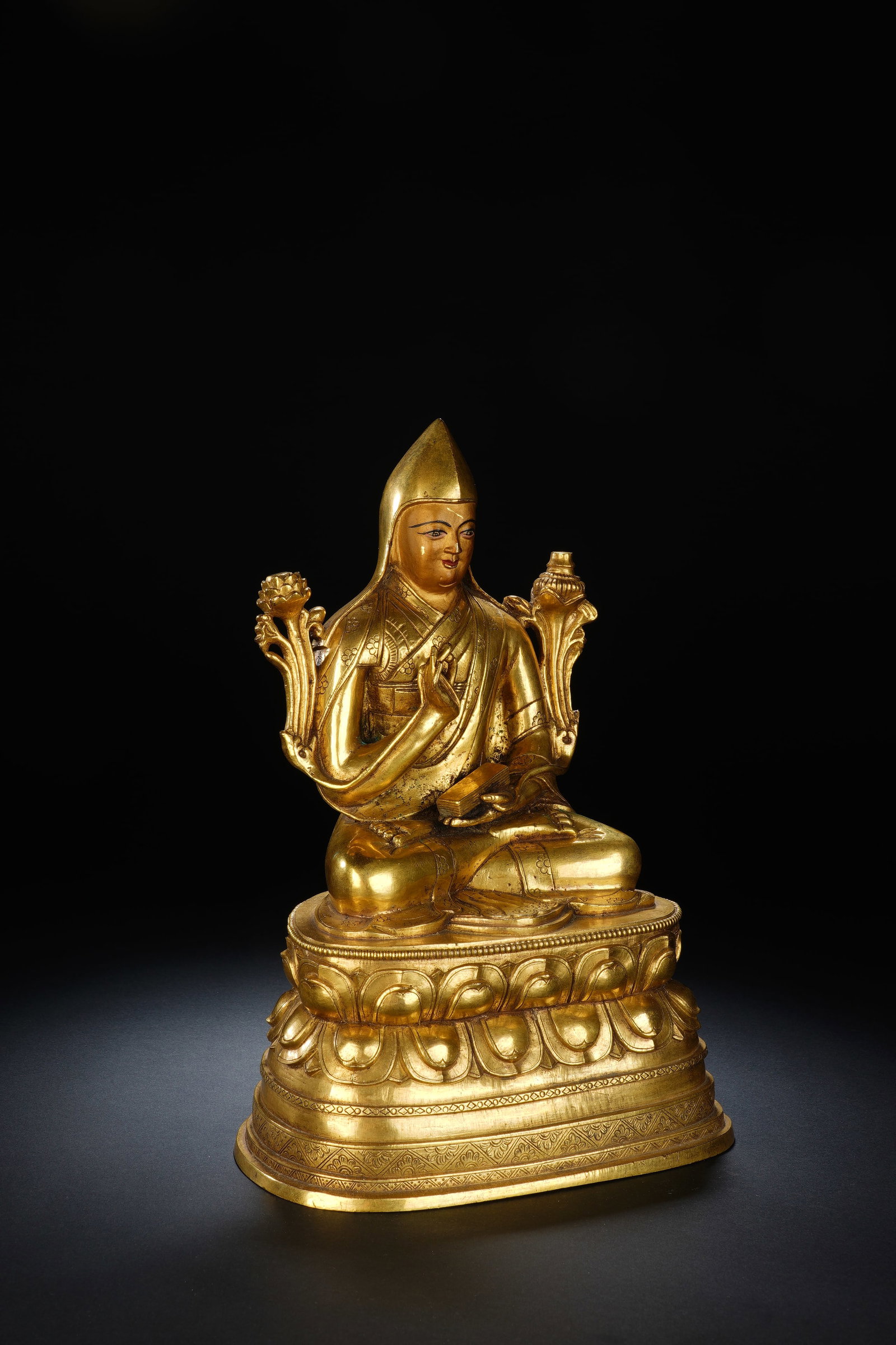 Gilt Bronze Tsongkhapa Figure - 6