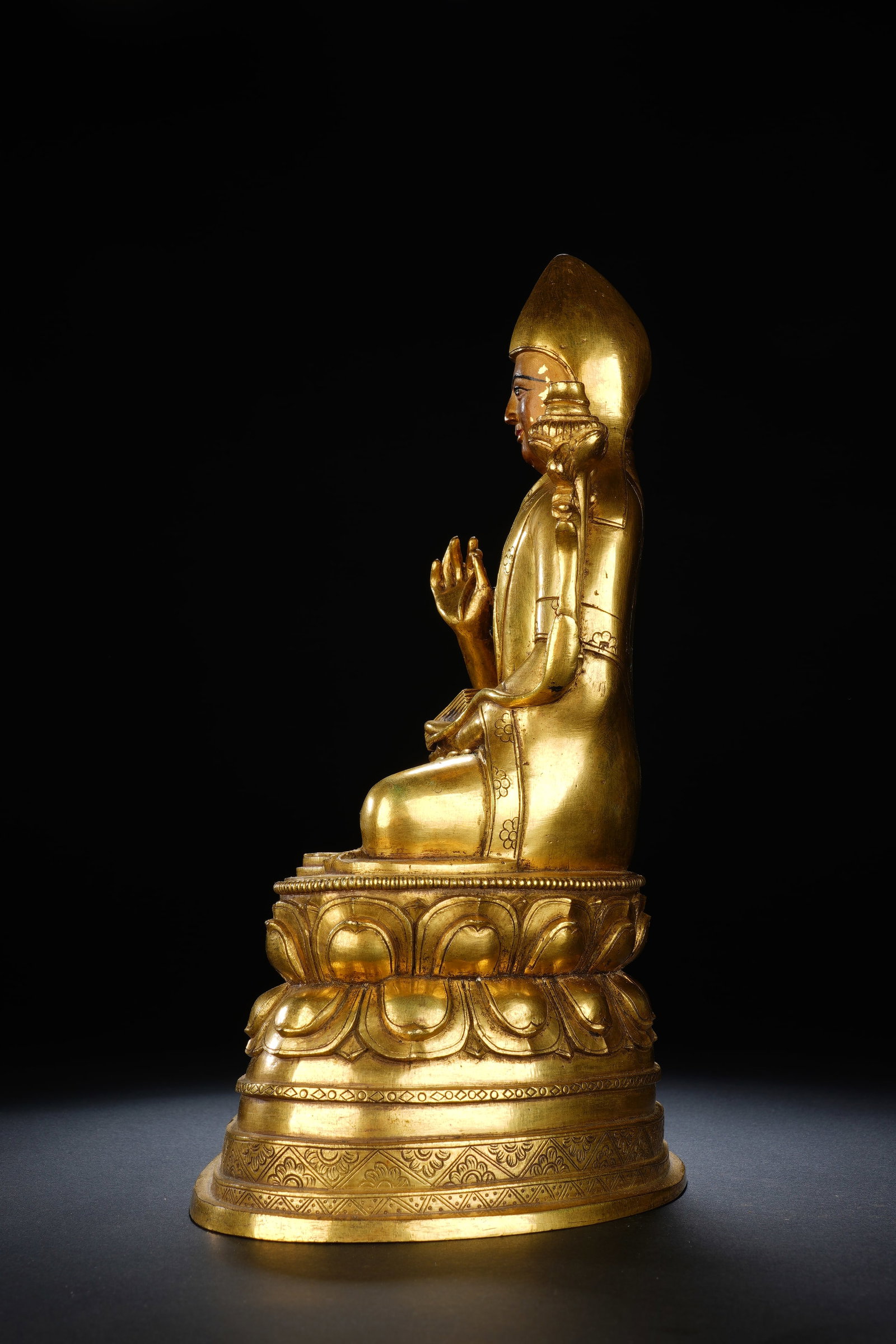 Gilt Bronze Tsongkhapa Figure - 7