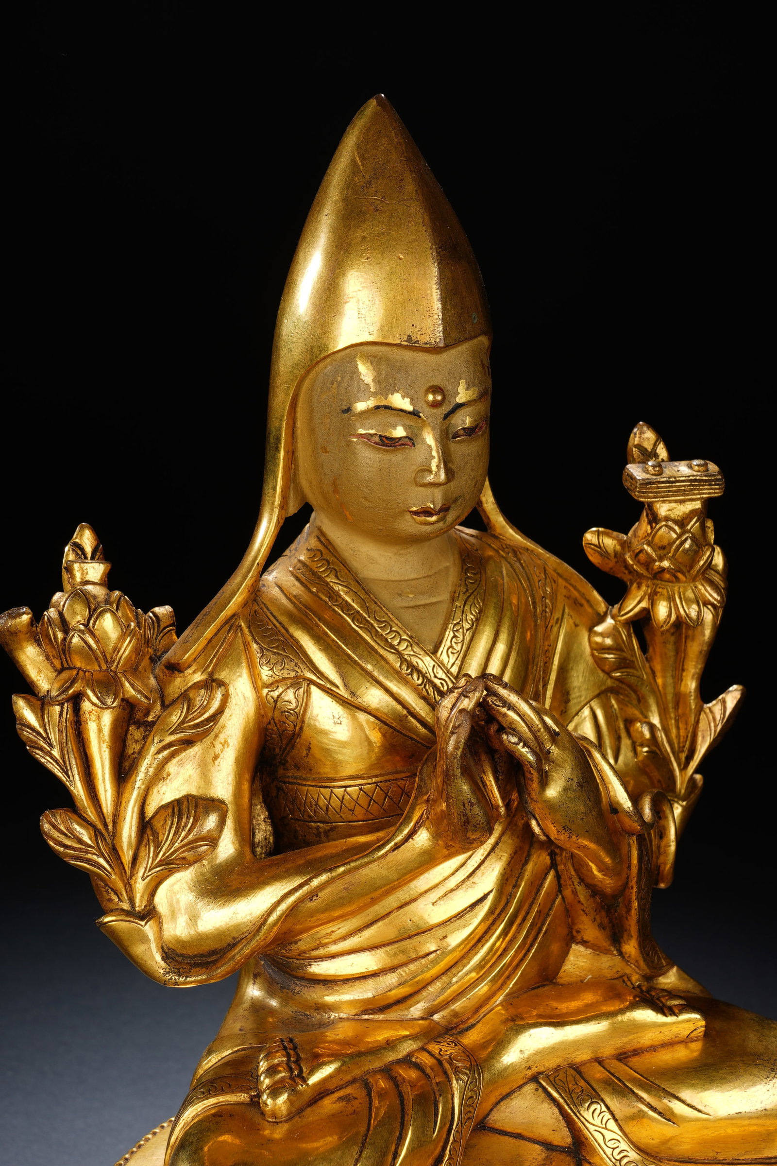 Gilt Bronze Tsongkhapa Figure - 5