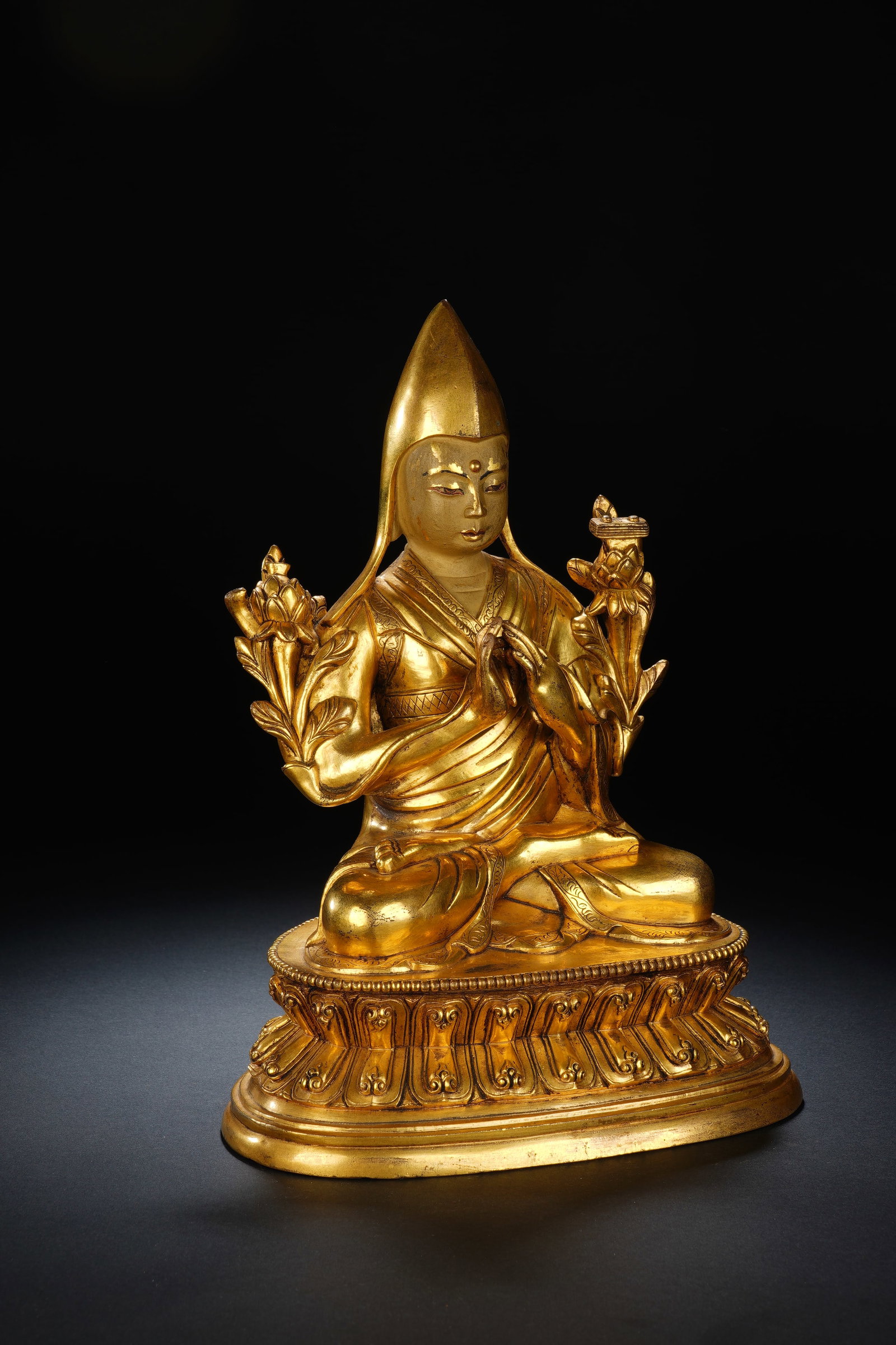 Gilt Bronze Tsongkhapa Figure - 6