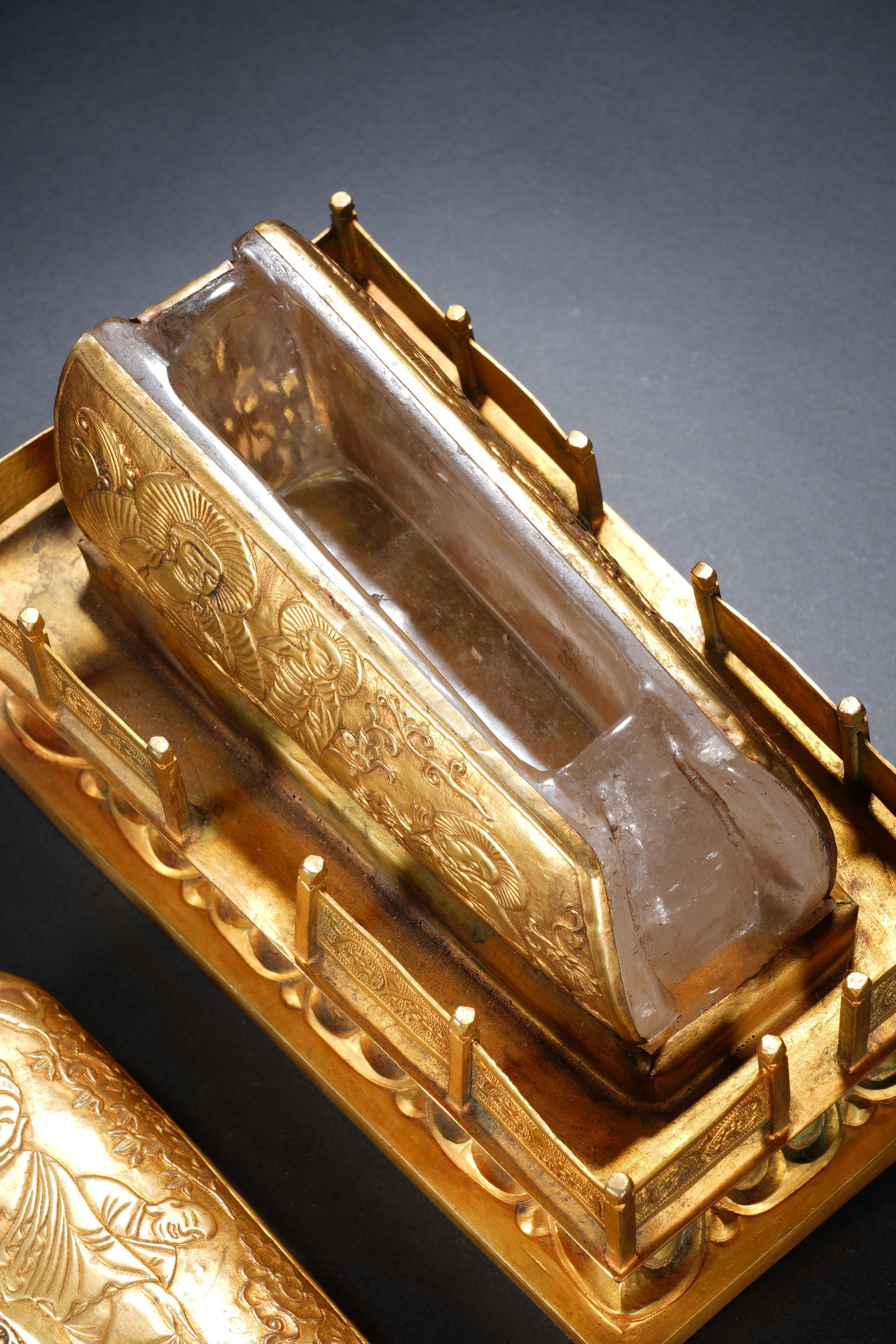 Gilt Bronze Carved Buddha Pattern Coffin - 11