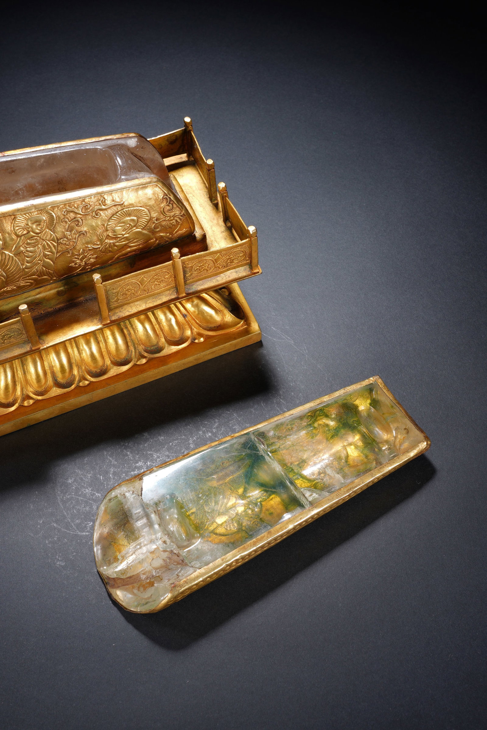Gilt Bronze Carved Buddha Pattern Coffin - 12