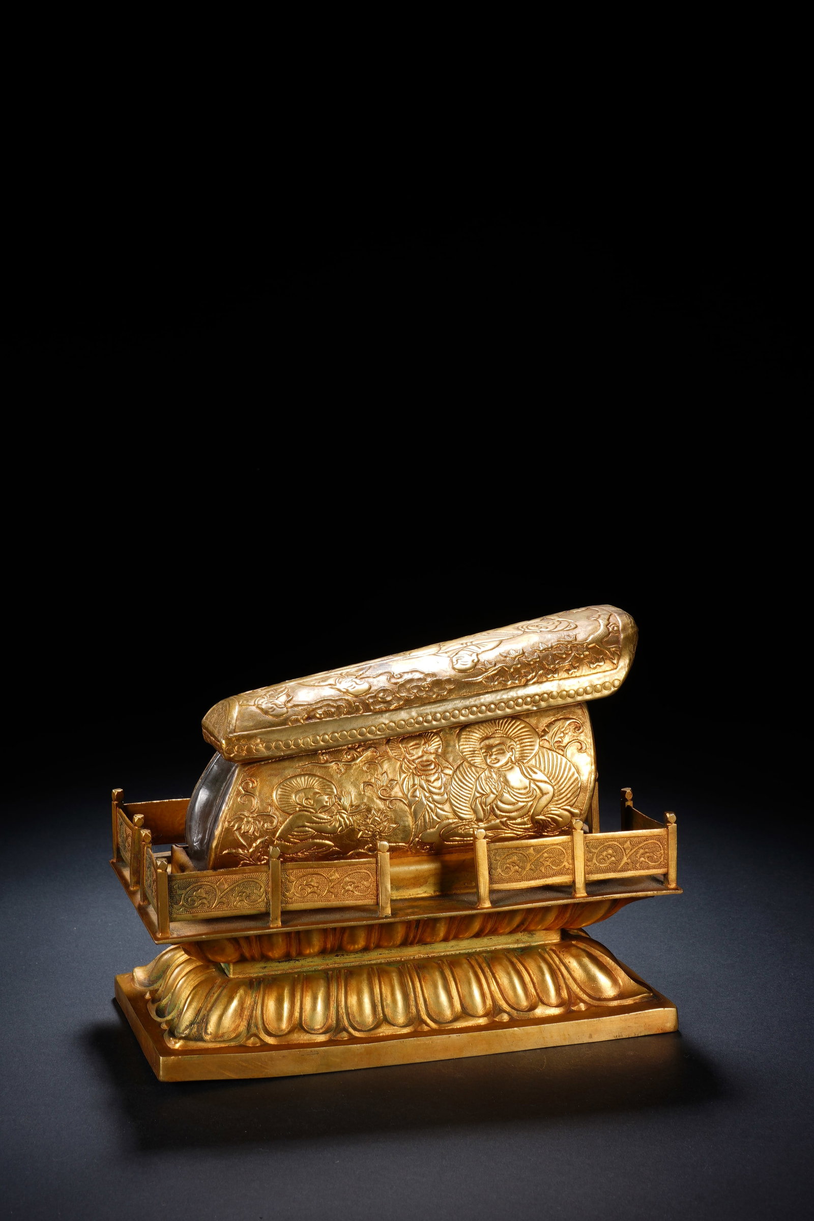 Gilt Bronze Carved Buddha Pattern Coffin - 7