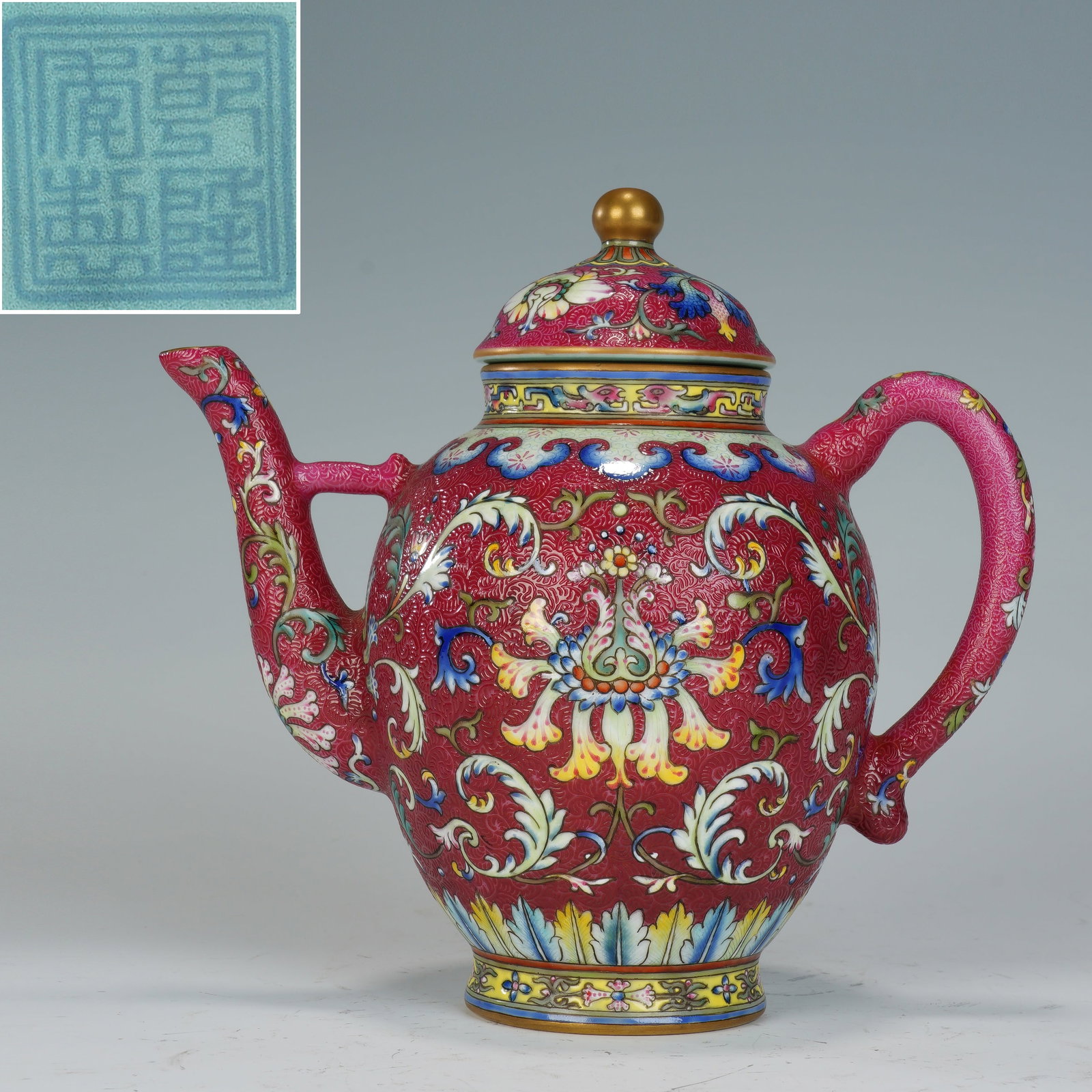Famille Rose Flower Branch Pattern Porcelain Teapot (1 of 9)