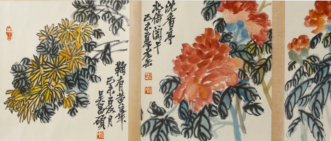 Chinese Drawing Flower Hand Scroll,Wu Changshuo Mark - 8