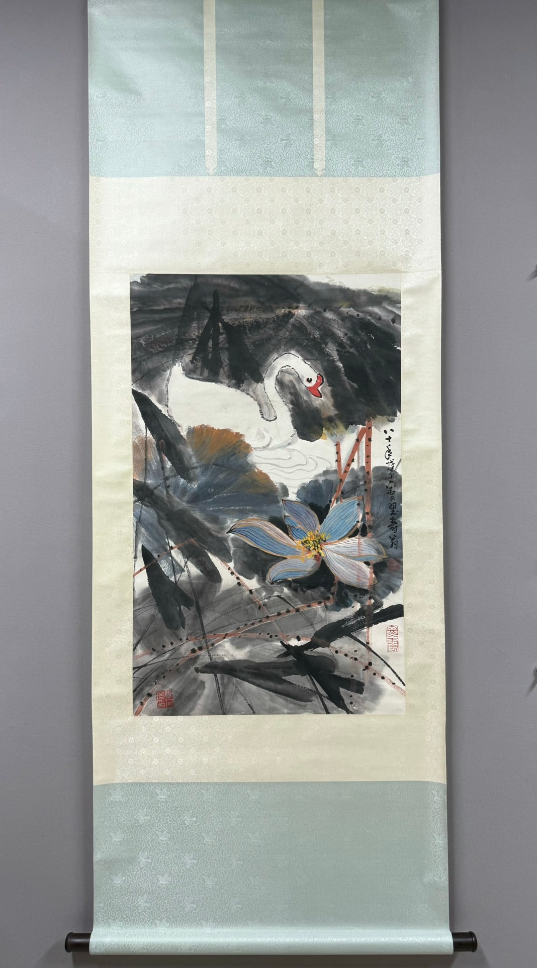 Chinese Drawing Goose Painting,Zheng Naiguang Mark: Chinese Drawing Goose Painting,Zheng Naiguang Mark (89 x 55cm)