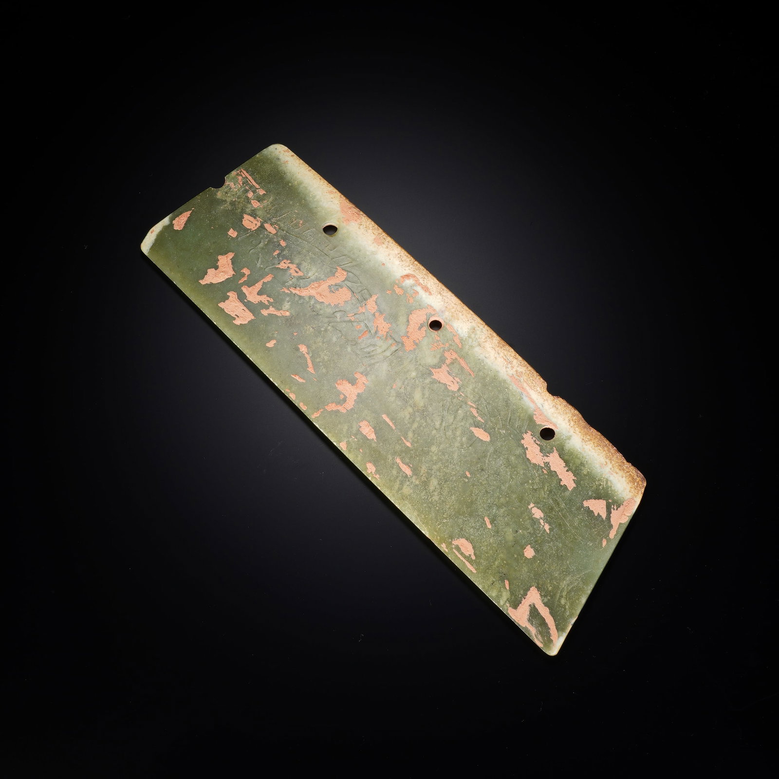 Jade Carved Beast Face Pattern Yue: Jade Carved Beast Face Pattern Yue (28 x 9.5 x 0.5cm,Weight 359g)
