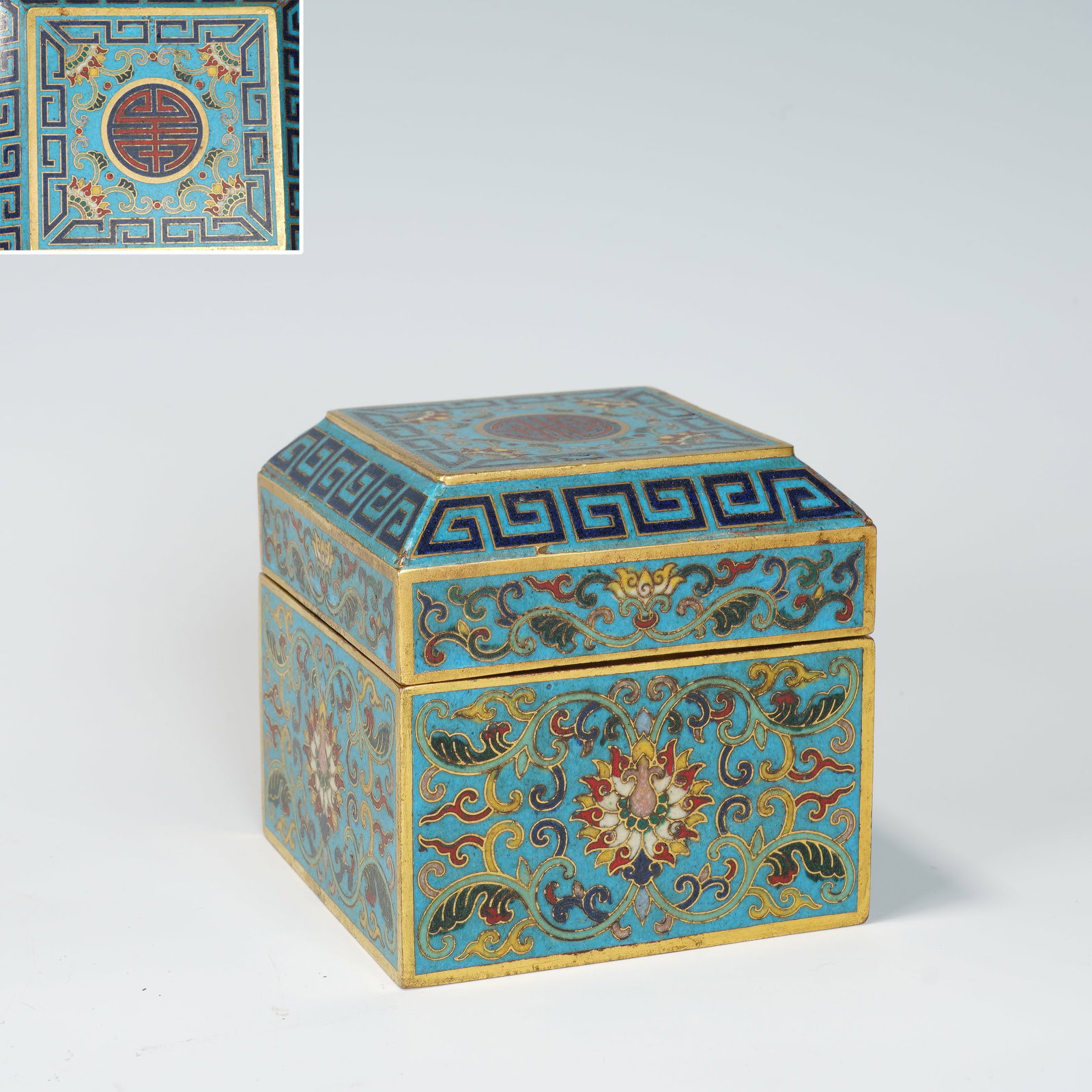 Bronze Cloisonne Carved Flower Branch Pattern Lid Box (1 of 8)